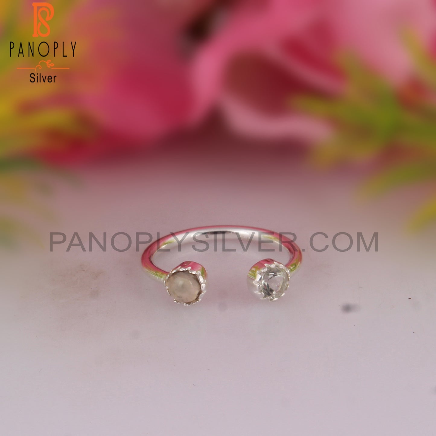 Green Amethyst & Ethiopian Opal 925 Sterling Silver Ring