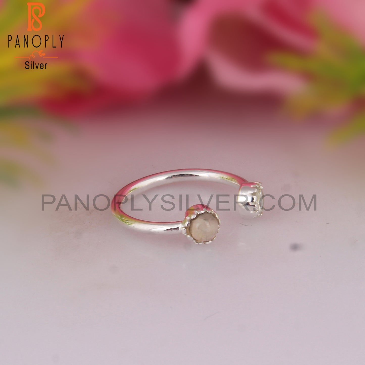 Green Amethyst & Ethiopian Opal 925 Sterling Silver Ring