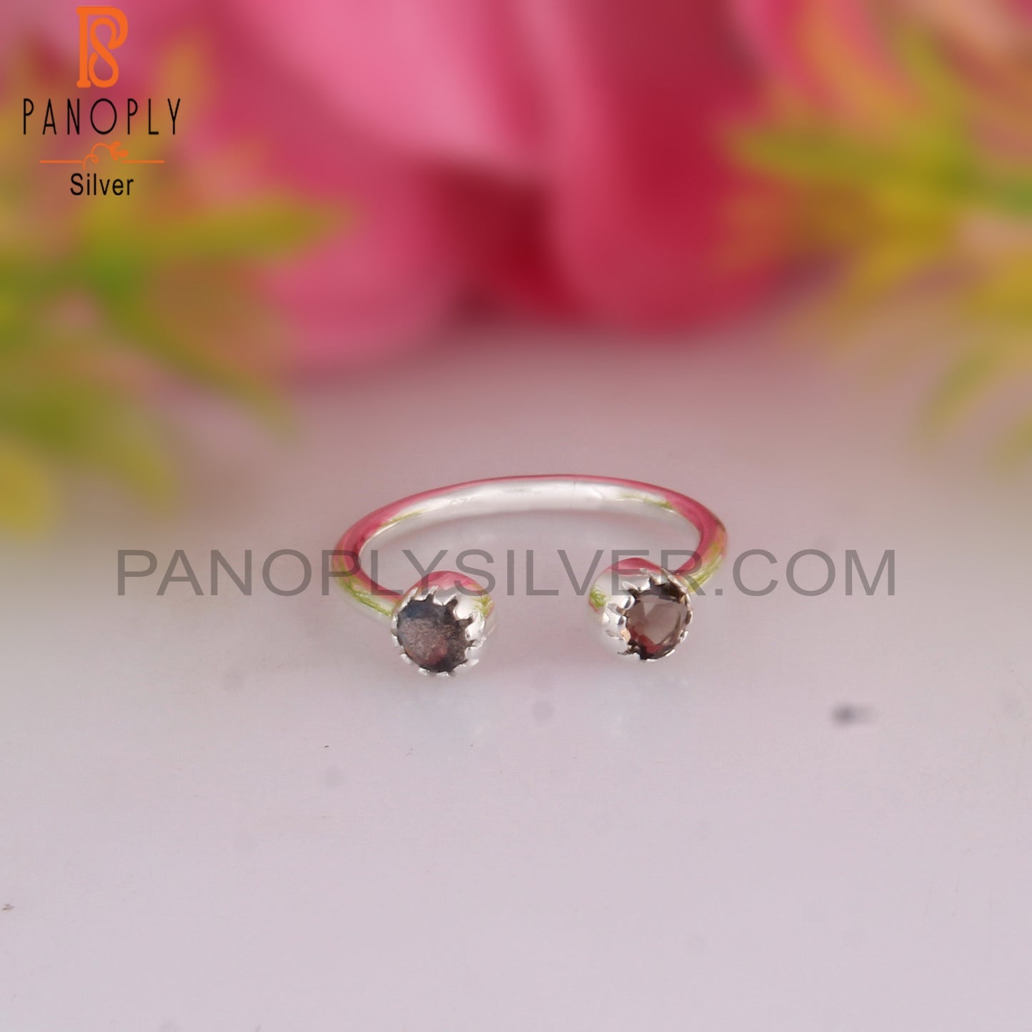 Smoky & Labradorite 925 Sterling Silver Ring
