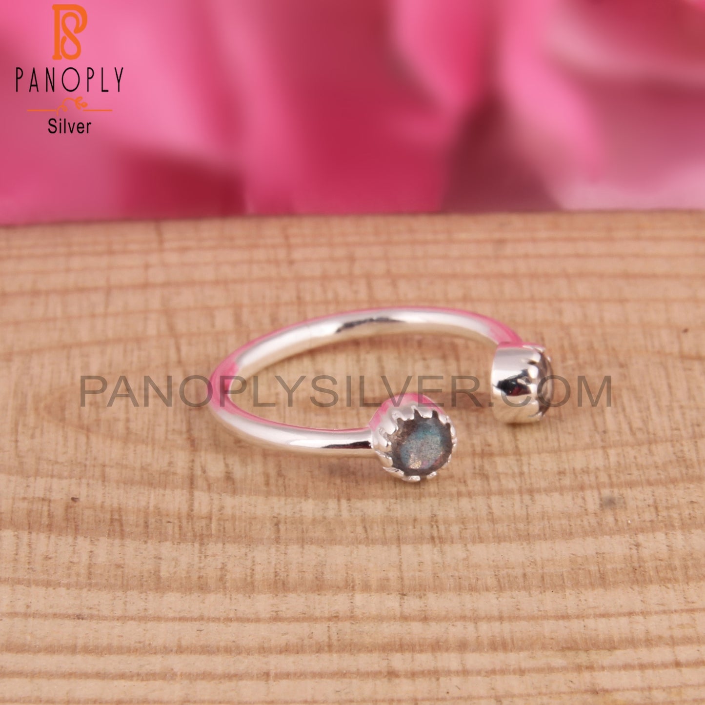 Smoky & Labradorite 925 Sterling Silver Ring