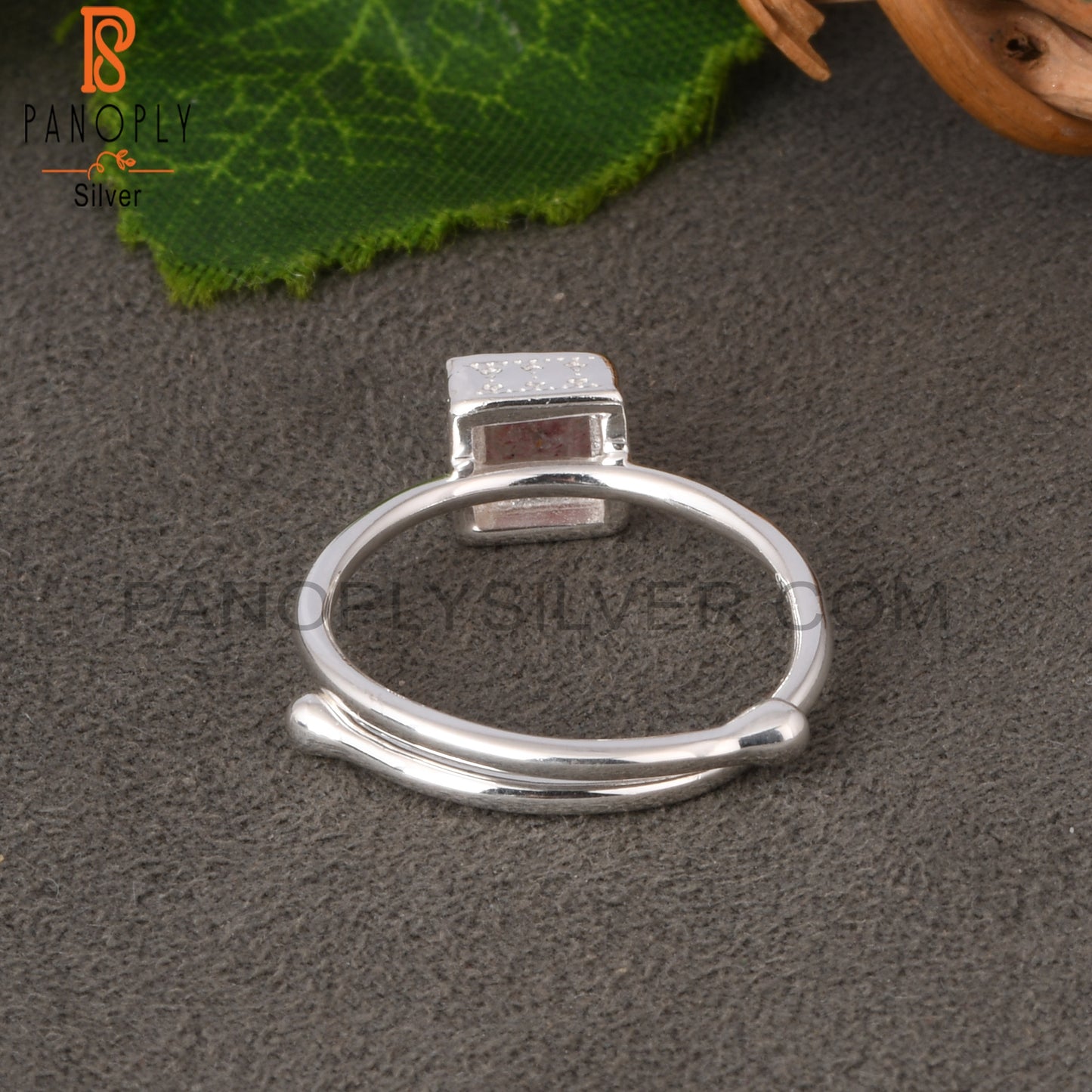 Strawberry Quartz Square 925 Sterling Silver Ring