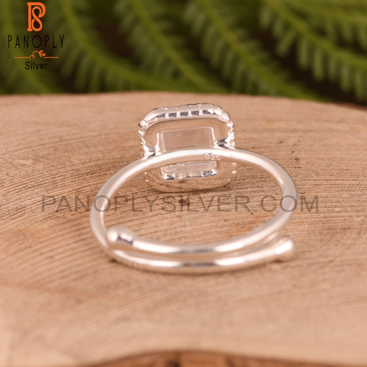 Rose Quartz Square 925 Sterling Silver Ring
