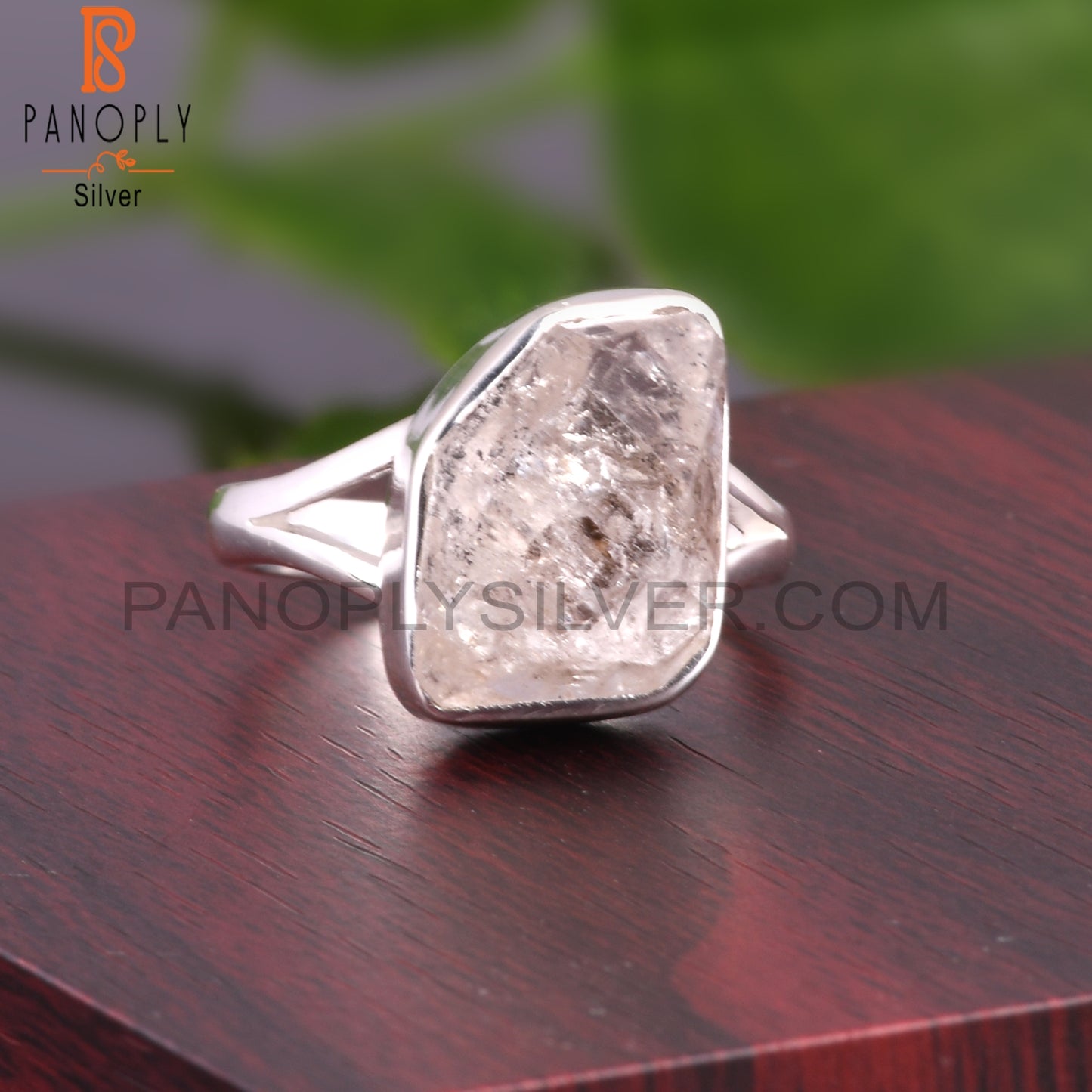 Herkimer Diamond Rough 925 Sterling Silver Fancy Ring