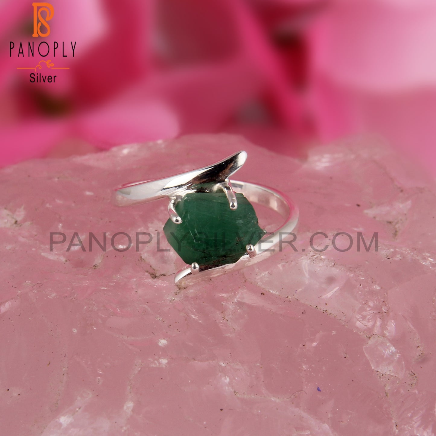 Attractive Emerald Rough 925 Sterling Silver Ring