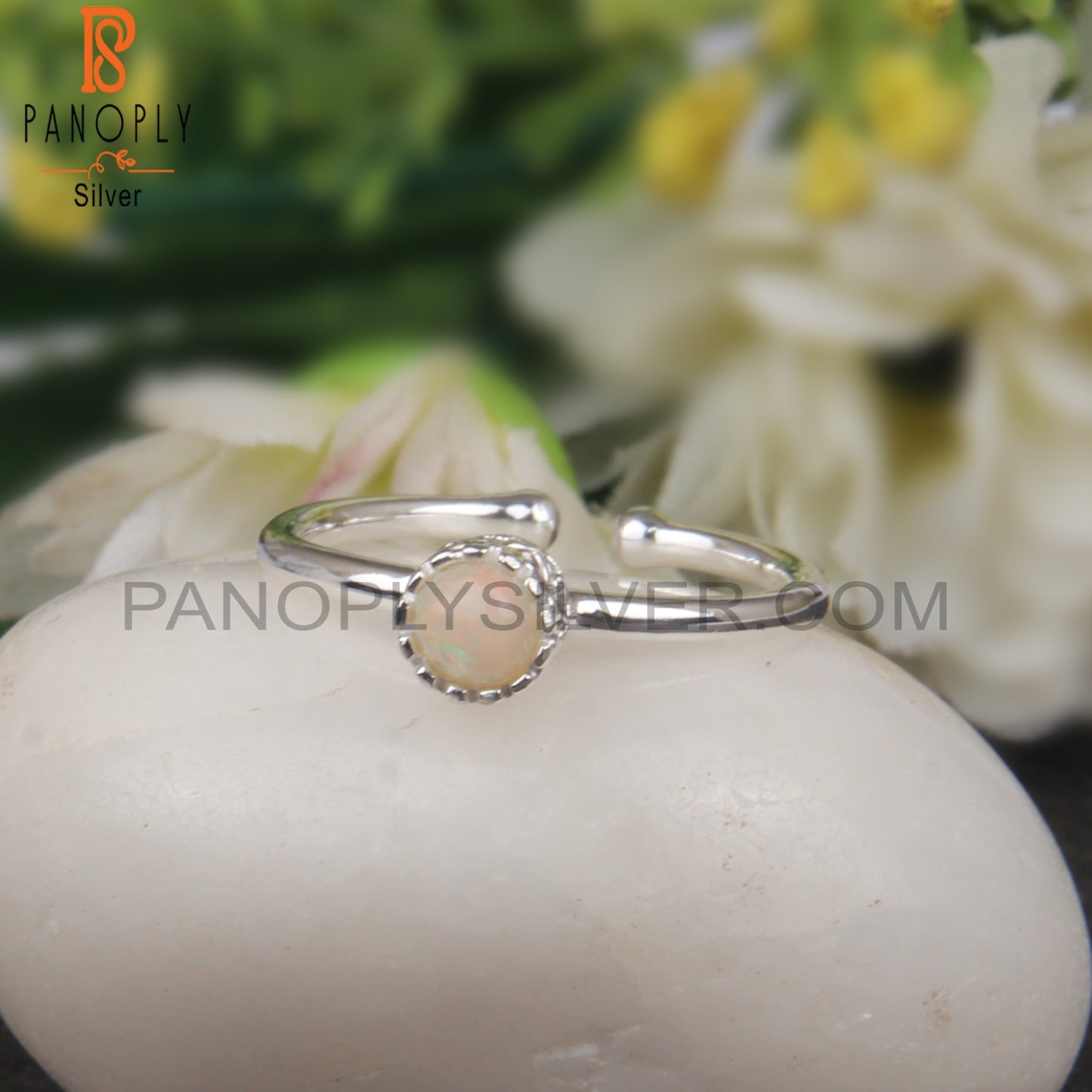 Ethiopian Opal Round 925 Sterling Silver Ring