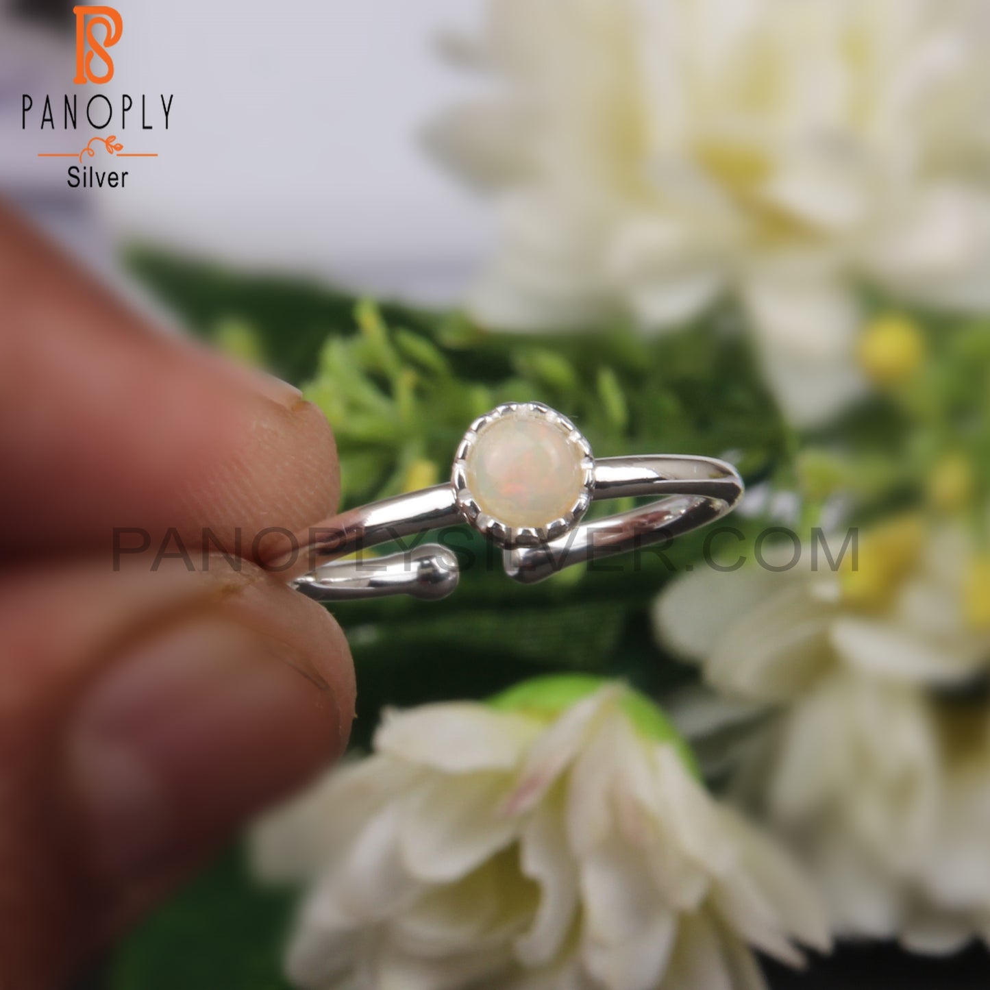 Ethiopian Opal Round 925 Sterling Silver Ring