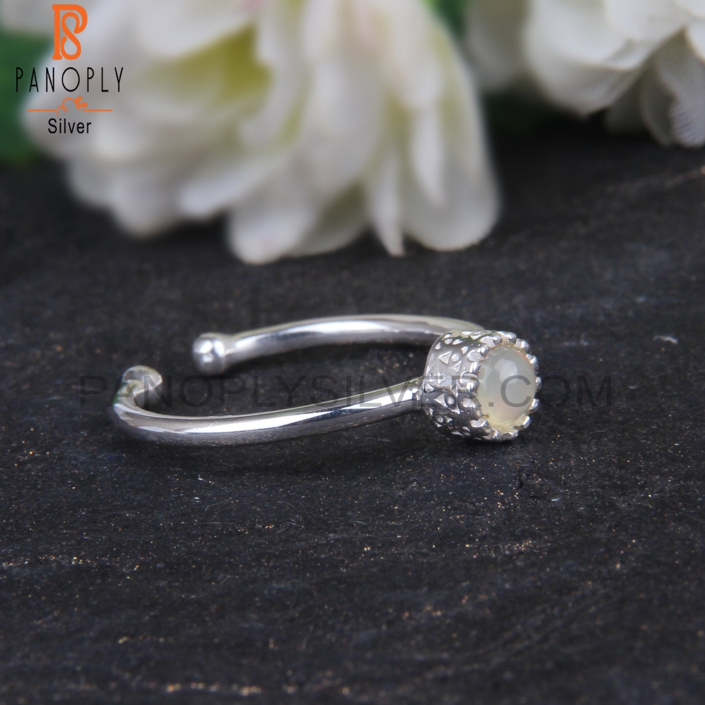 Openable Ethiopian Opal Round Shape 925 Sterling Silver Ring