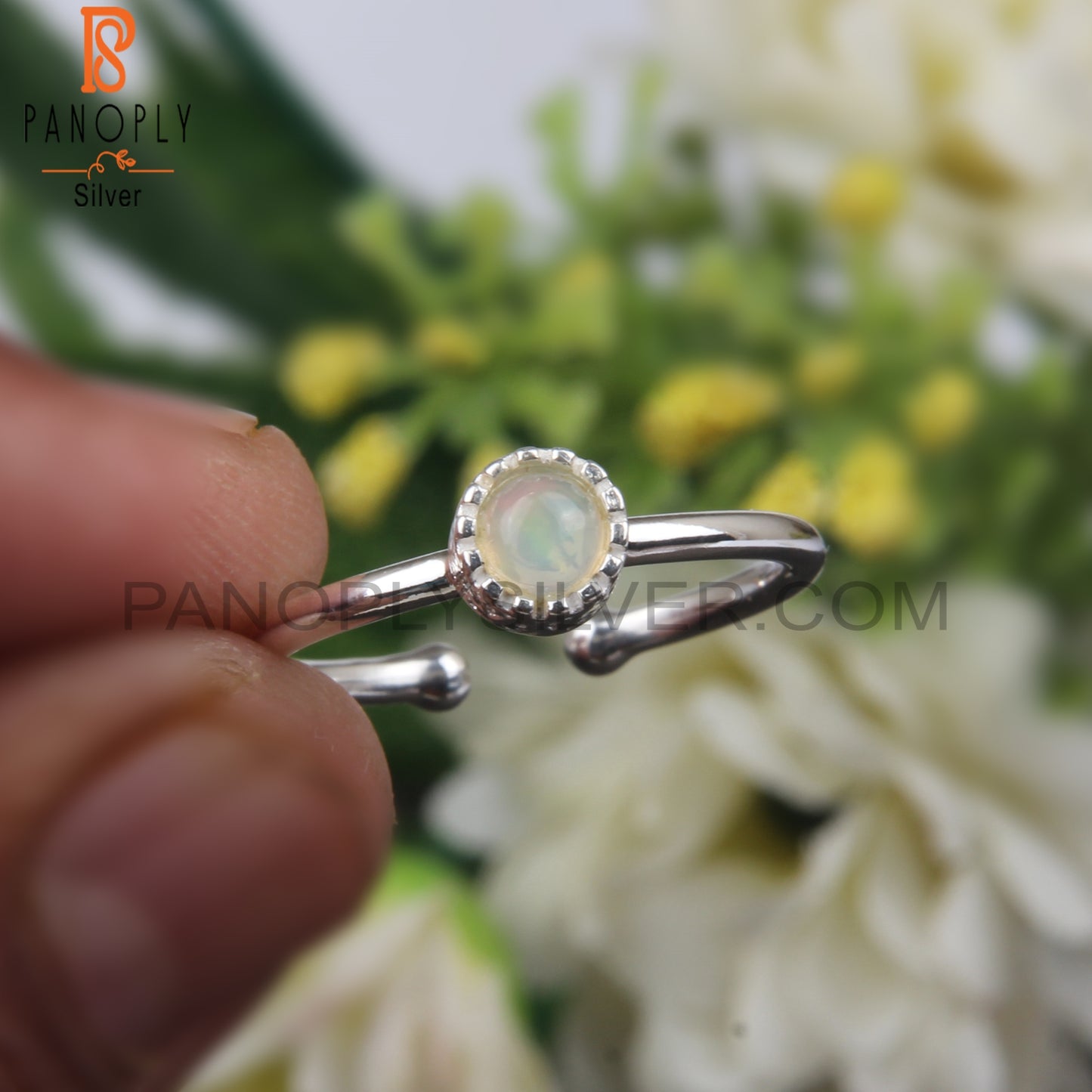 Openable Ethiopian Opal Round Shape 925 Sterling Silver Ring