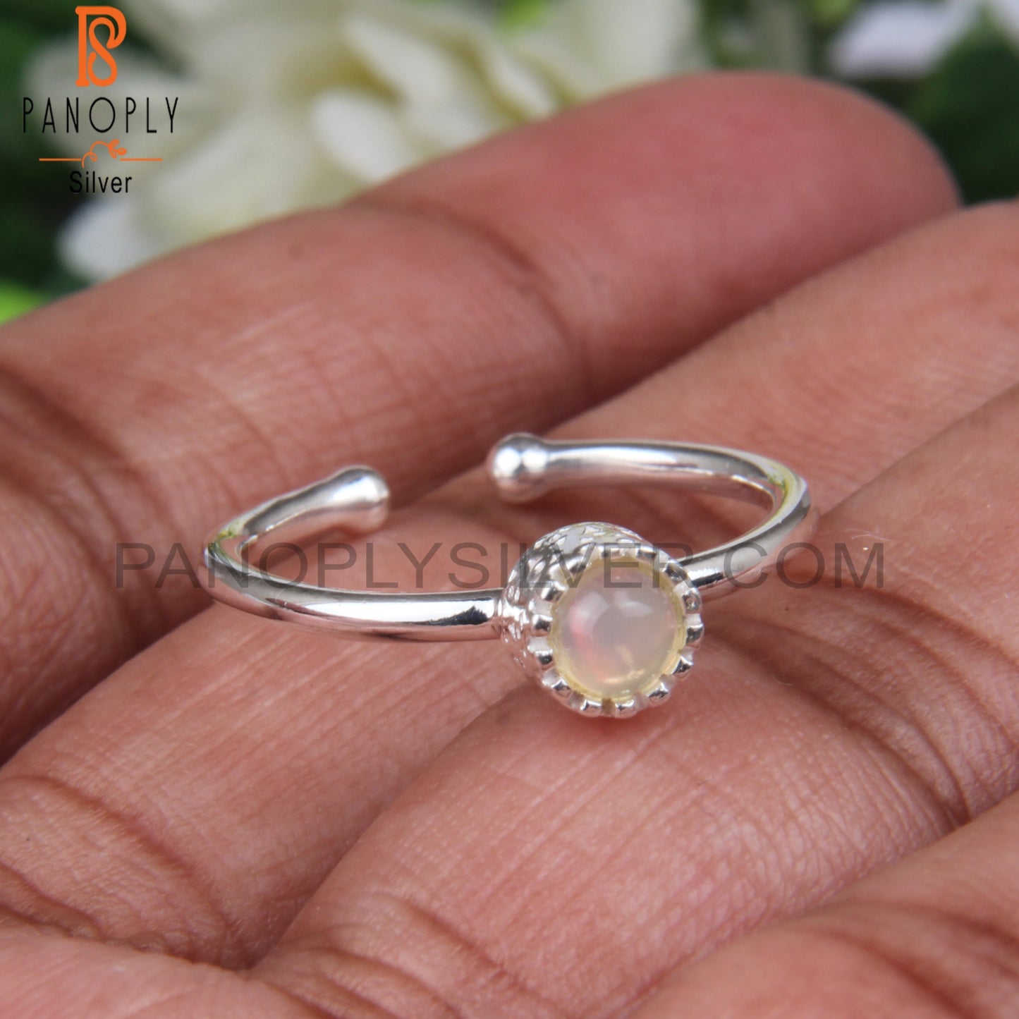 Openable Ethiopian Opal Round Shape 925 Sterling Silver Ring