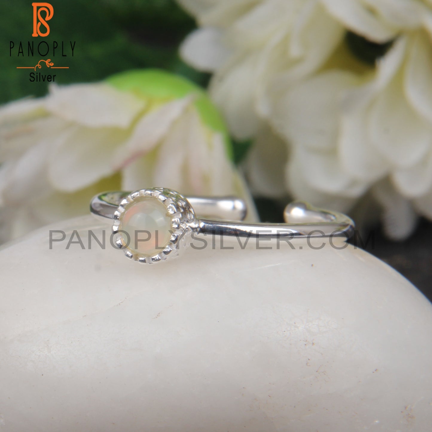 Openable Ethiopian Opal Round Shape 925 Sterling Silver Ring