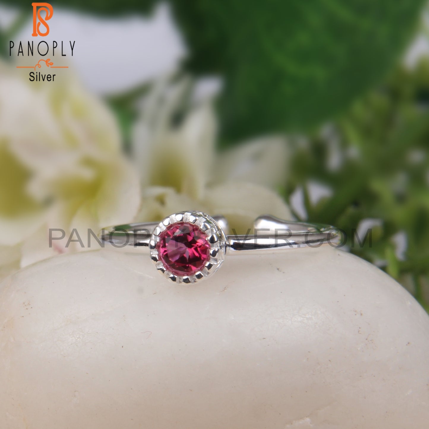 Pink Topaz Round 925 Sterling Silver Ring