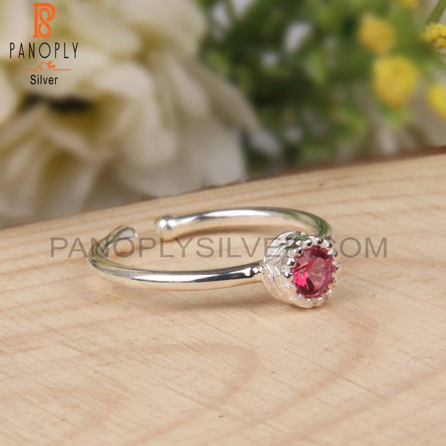 Pink Topaz Round 925 Sterling Silver Ring