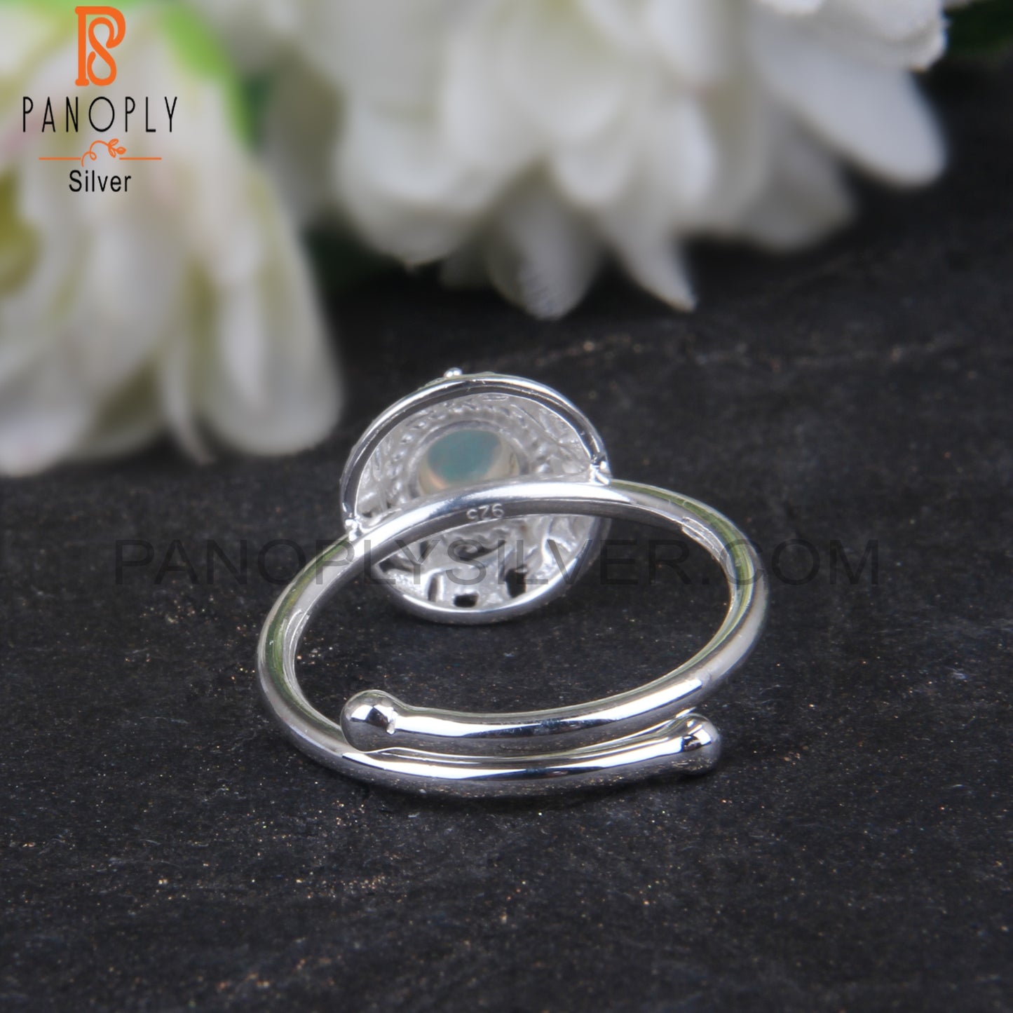 Ethiopian Opal Round Shape 925 Sterling Silver Signet Ring
