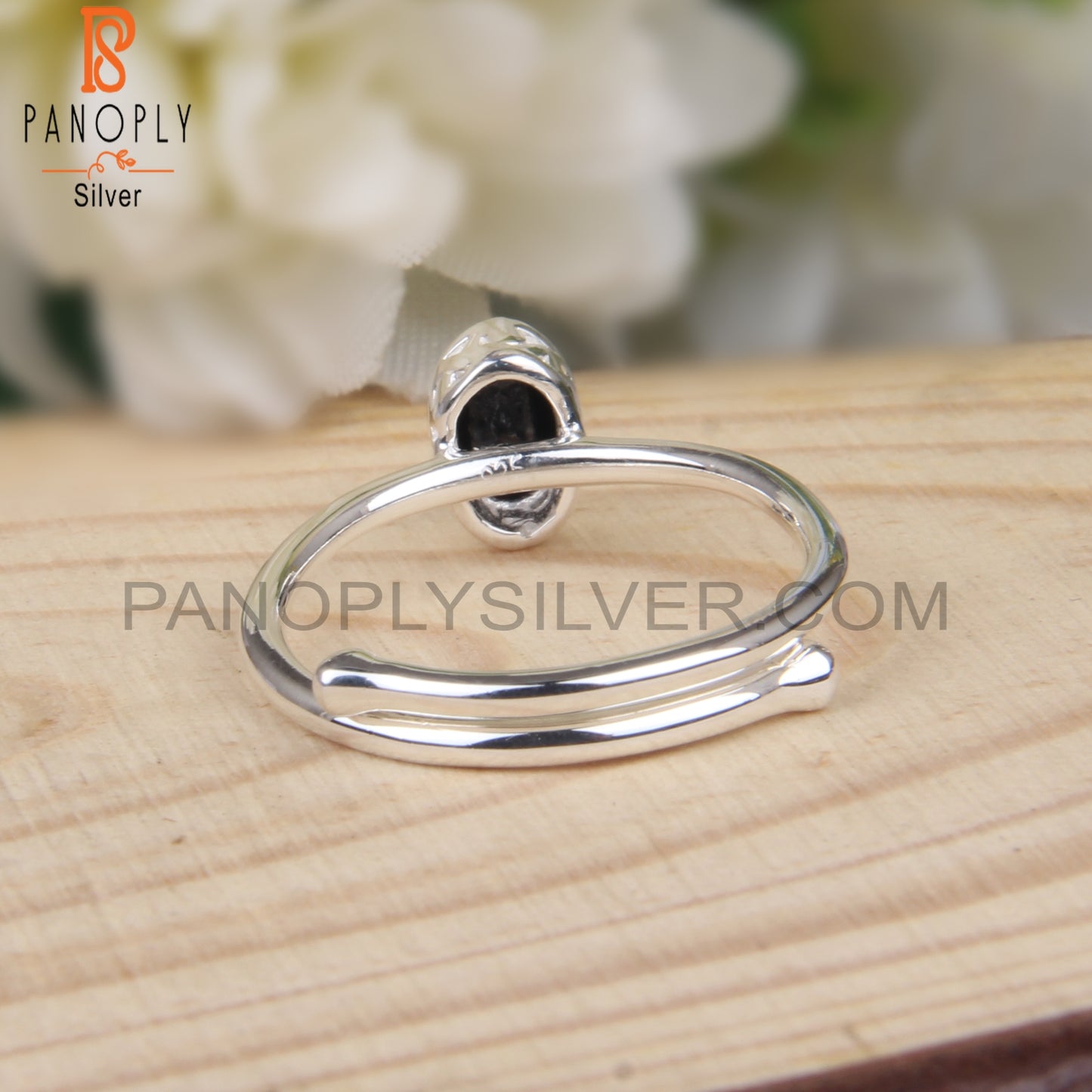 Black Spinel Oval 925 Sterling Silver Black Colour Ring