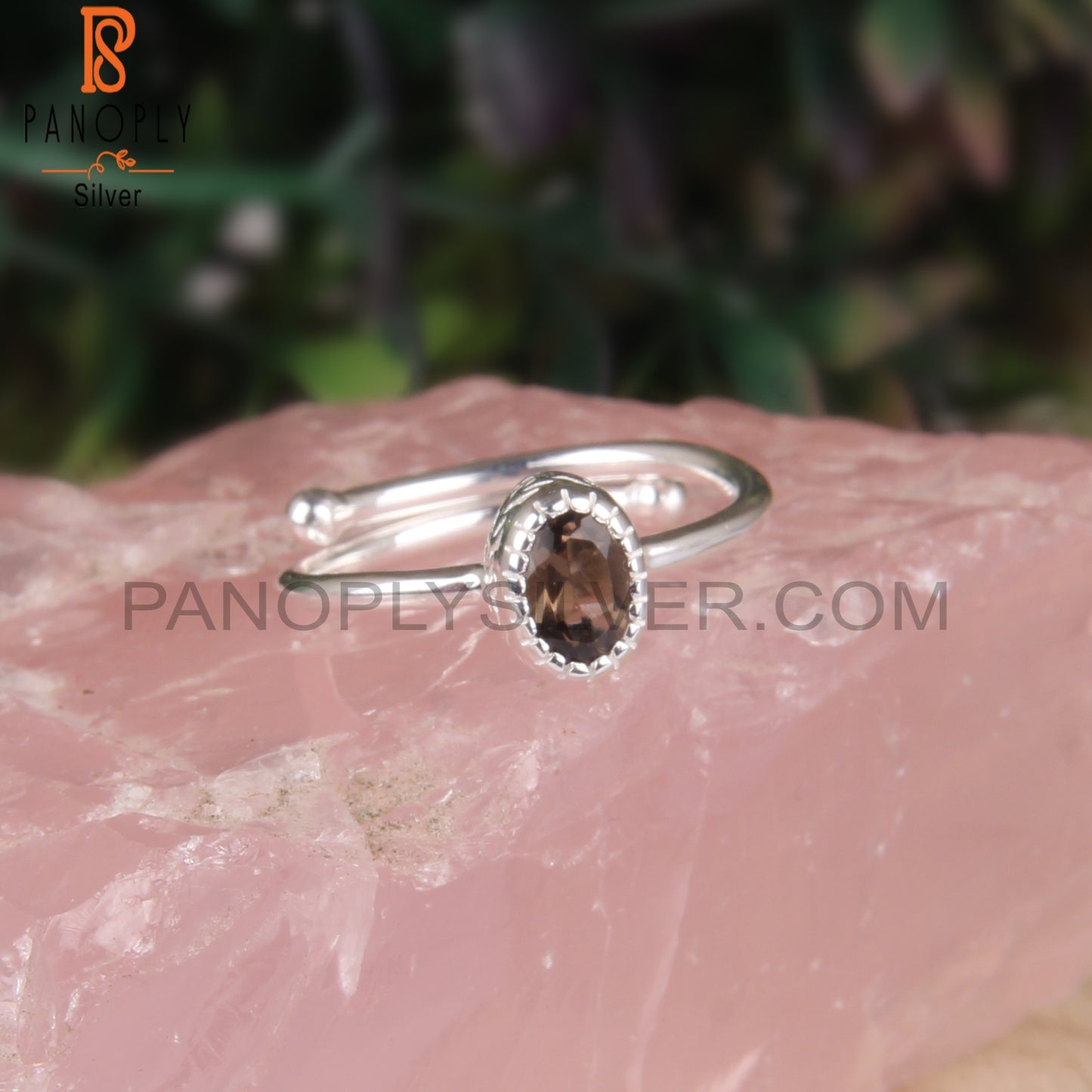 Rare Smoky Oval Shape 925 Sterling Silver Unique Ring