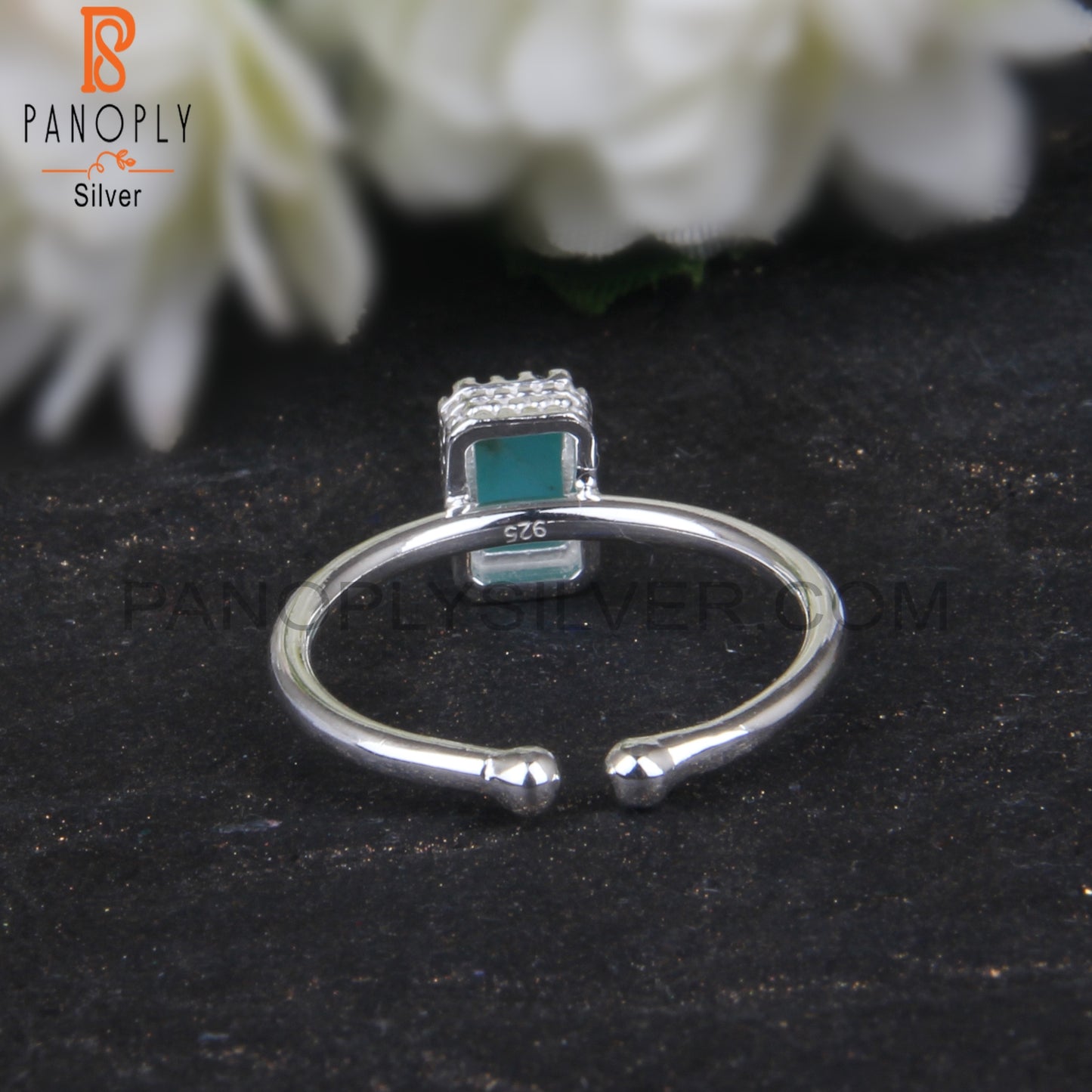 Arizona Turquoise Beguette 925 Silver Brithstone Ring