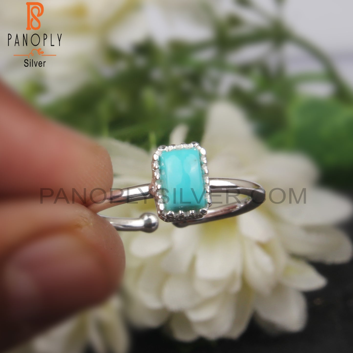 Arizona Turquoise Beguette 925 Silver Brithstone Ring