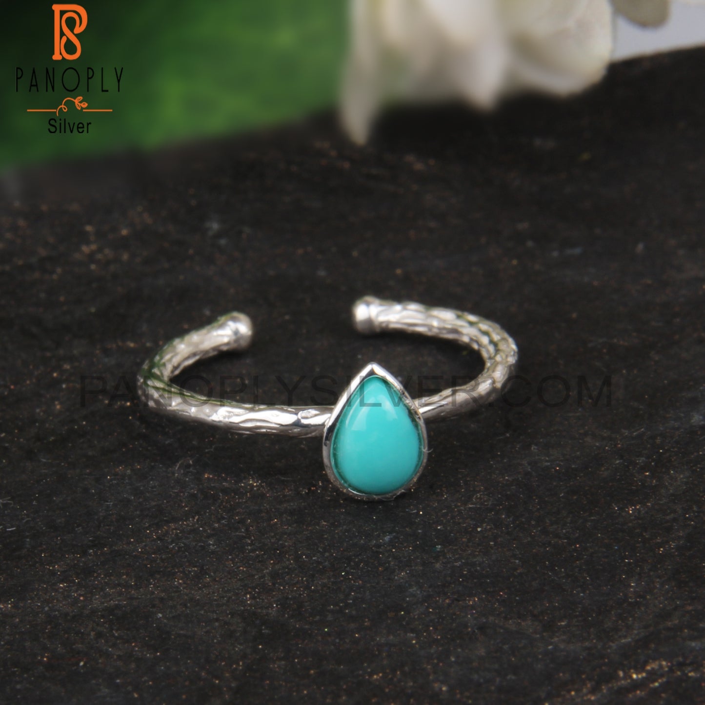 Handmade Arizona Turquoise Pear Shape 925 Sterling Silver Ring