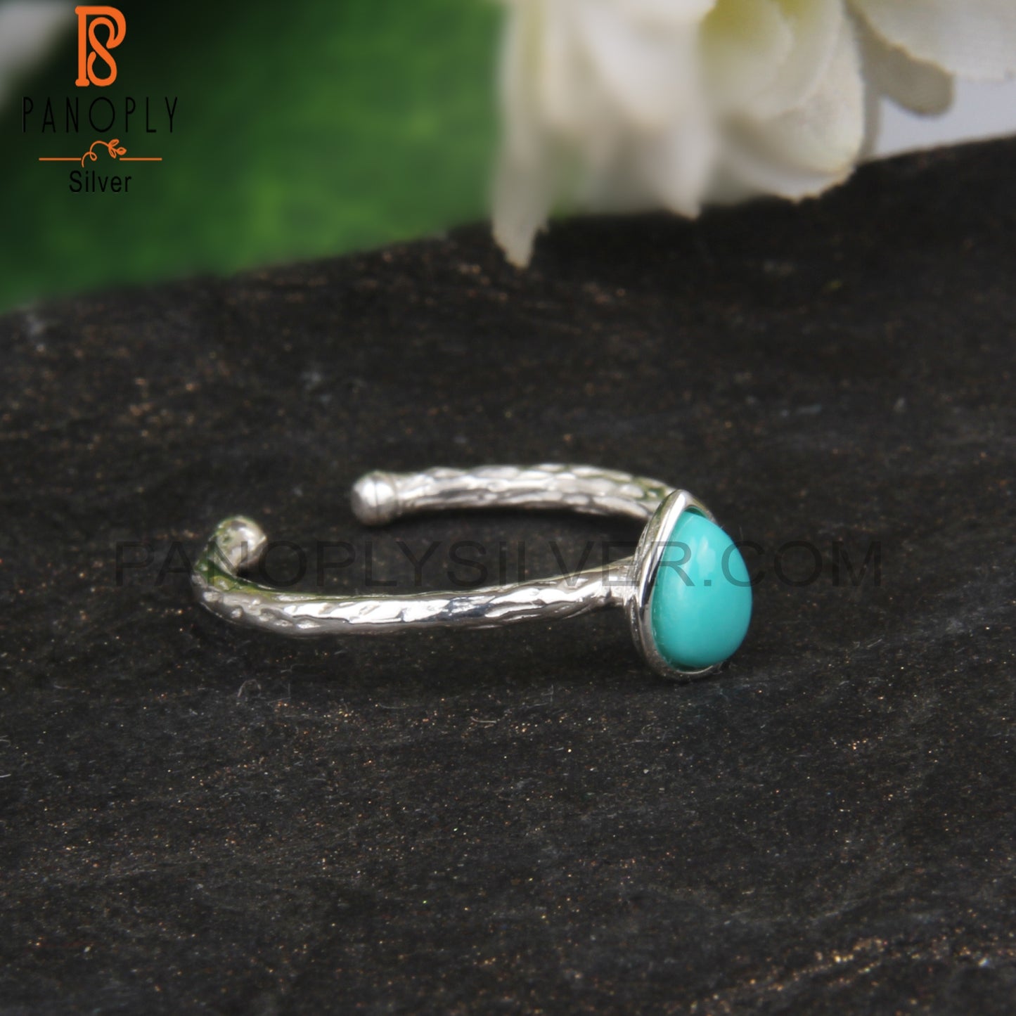 Handmade Arizona Turquoise Pear Shape 925 Sterling Silver Ring