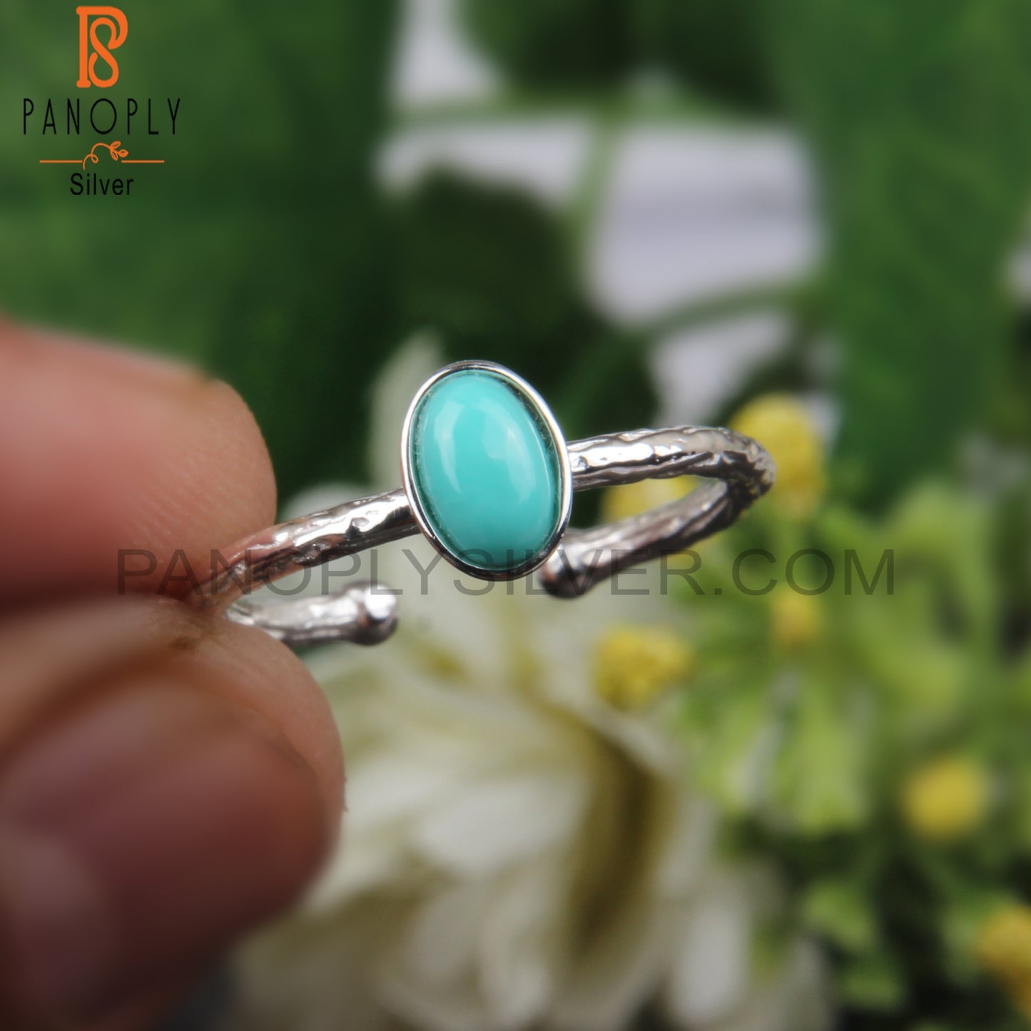 Arizona Turquoise Oval 925 Sterling Silver Adjustable Ring
