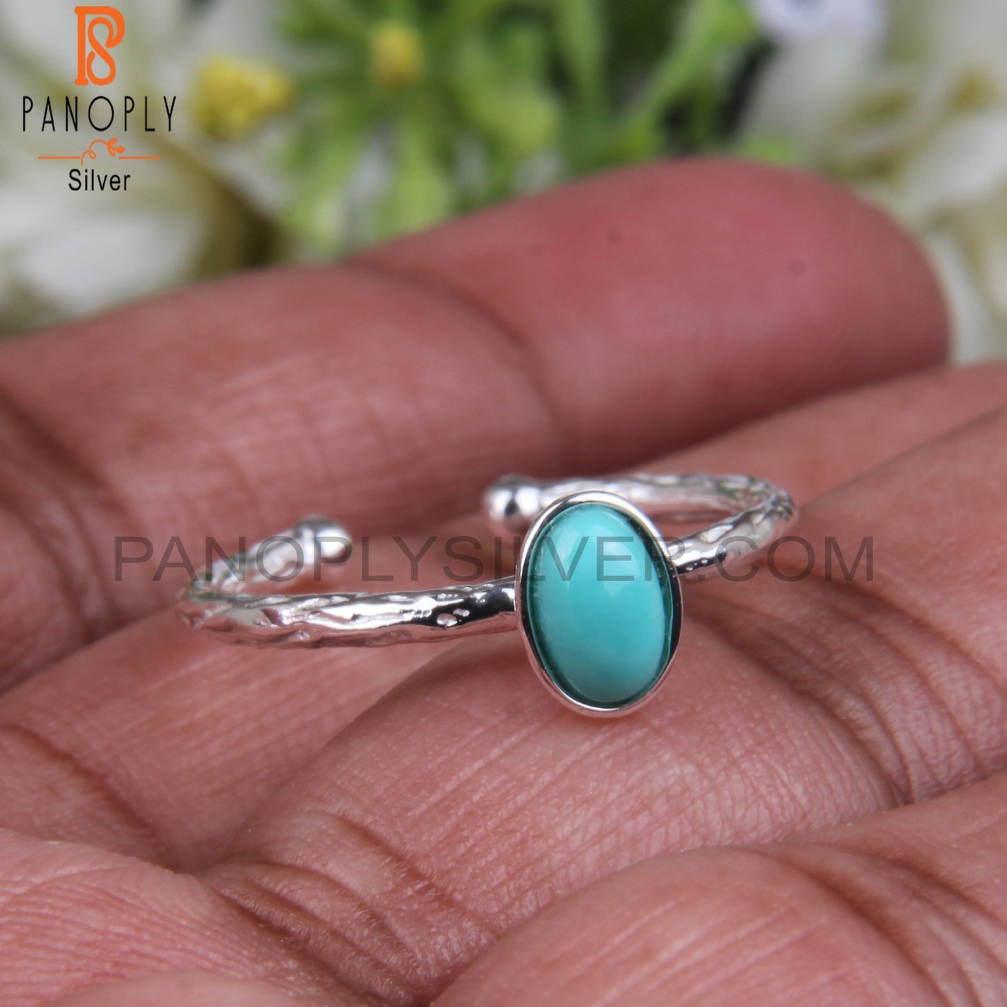 Arizona Turquoise Oval 925 Sterling Silver Adjustable Ring