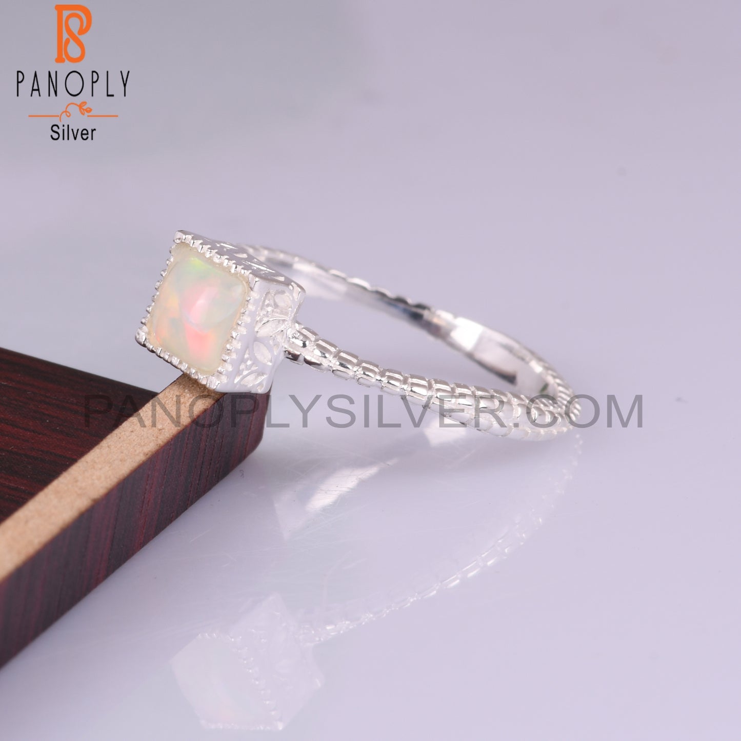 Ethipian Opal Square Shape 925 Sterling Silver Ring