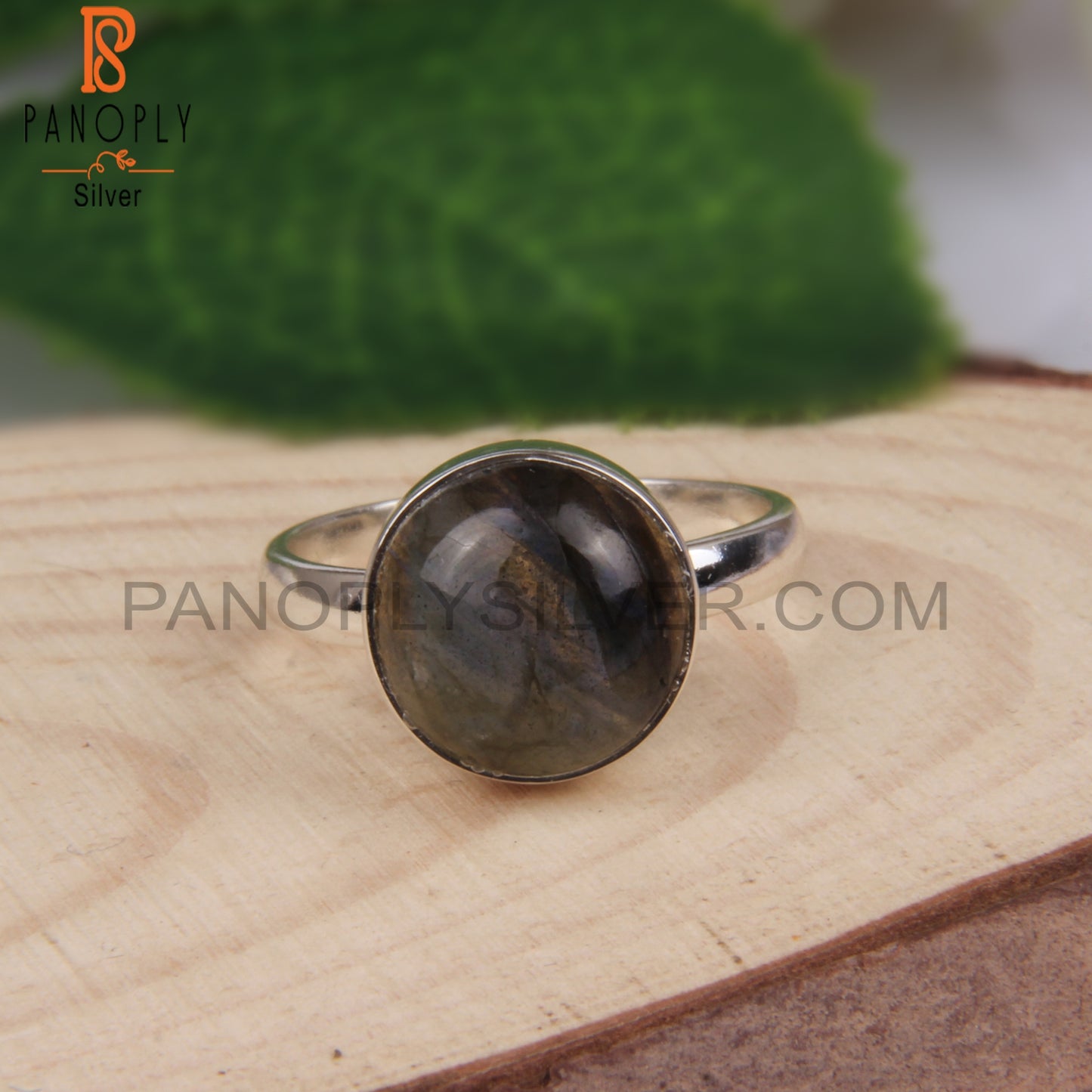 Labradorite Round 925 Sterling Silver Stackable Ring Jewelry