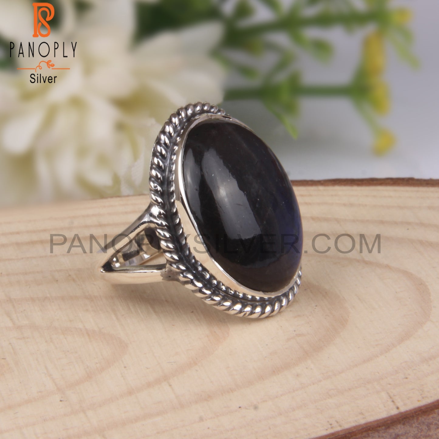 Handmade Round Labradorite 925 Sterling Silver Ring