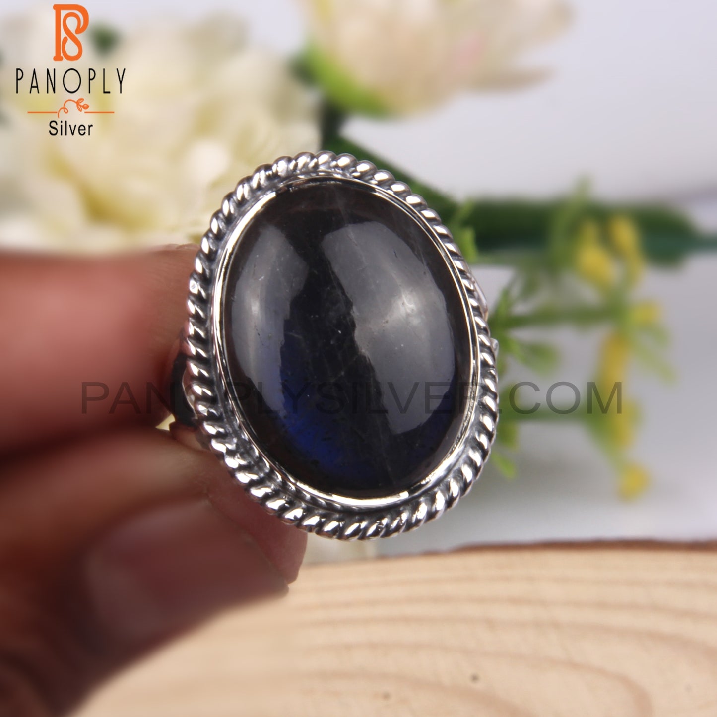 Handmade Round Labradorite 925 Sterling Silver Ring