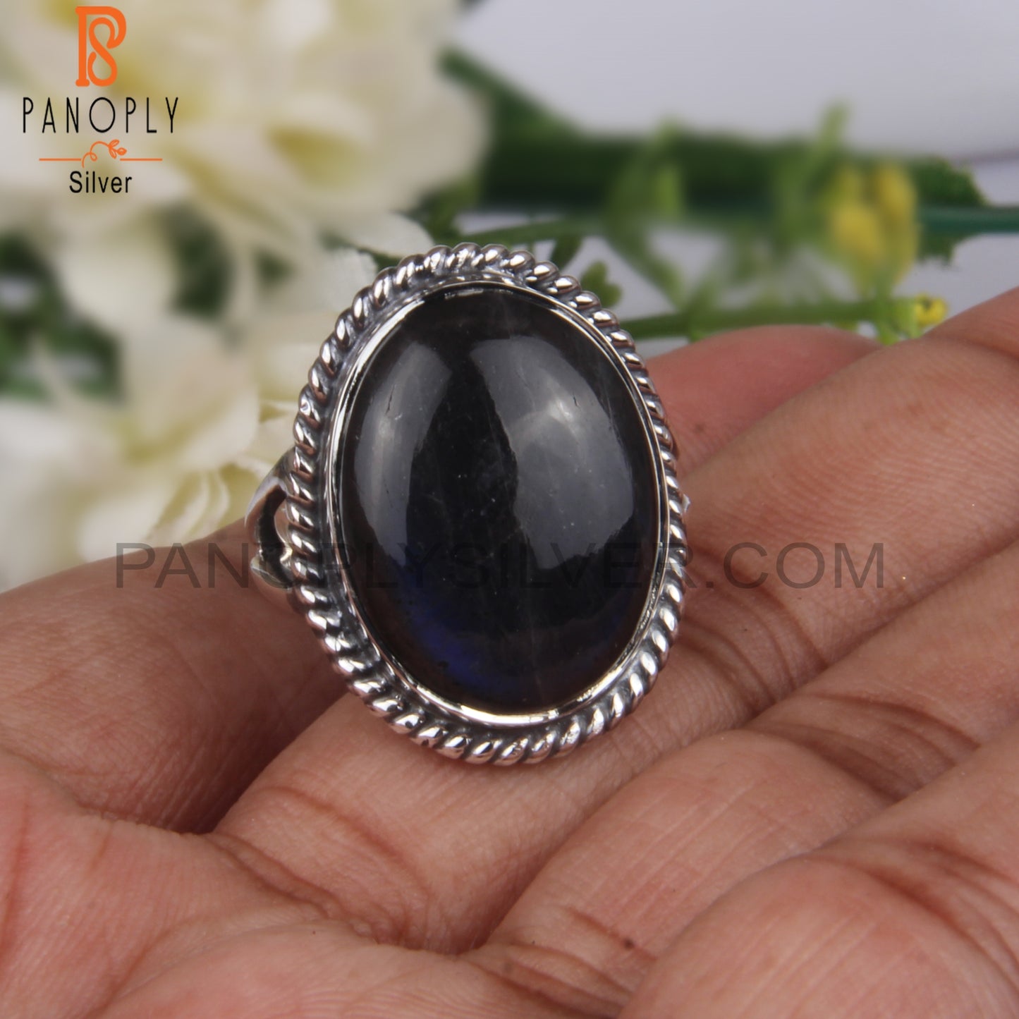Handmade Round Labradorite 925 Sterling Silver Ring