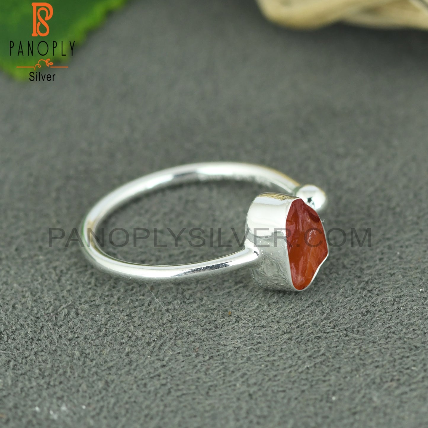 Carnelian Rough Adjustable 925 Sterling Silver Ring