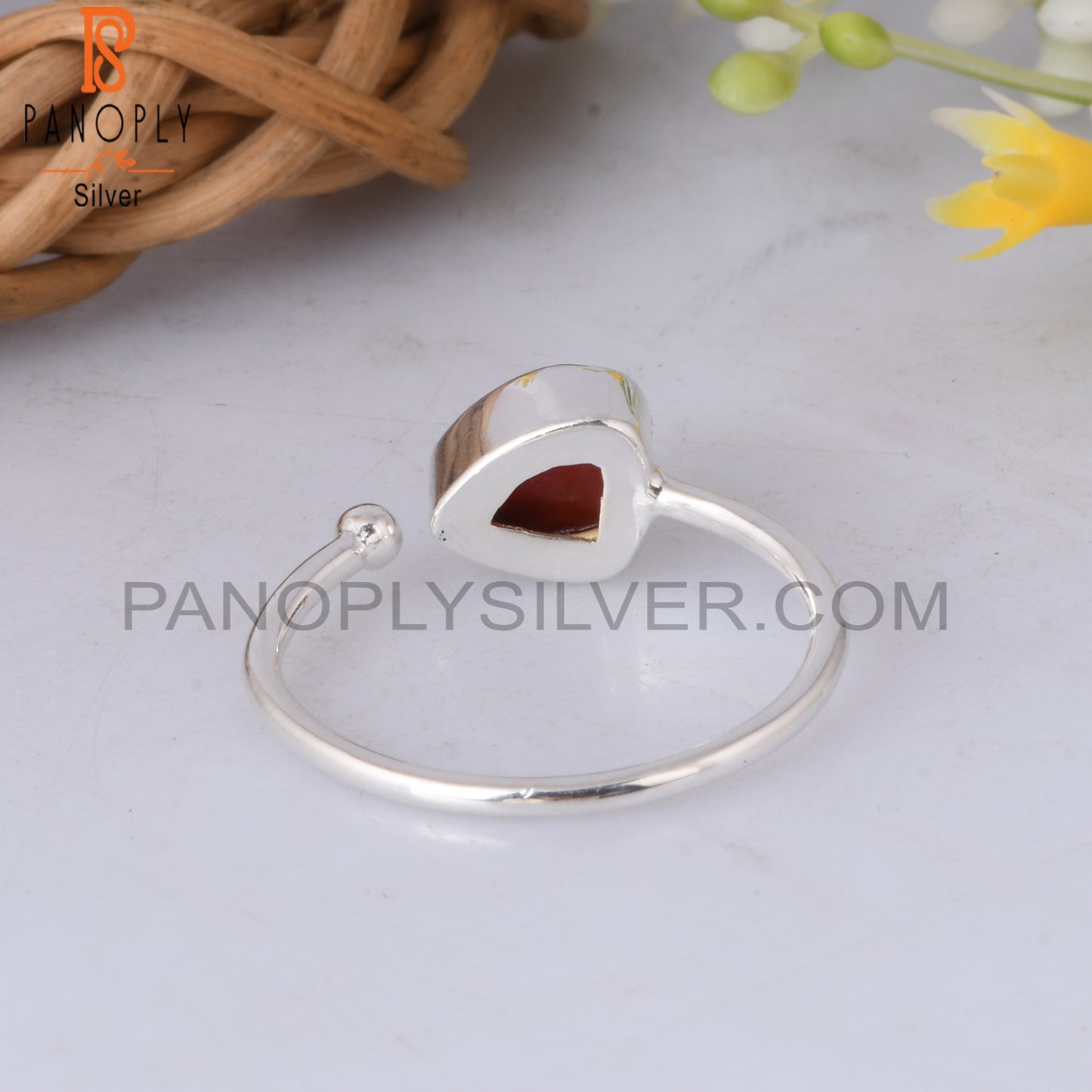 Carnelian Rough Adjustable 925 Sterling Silver Ring