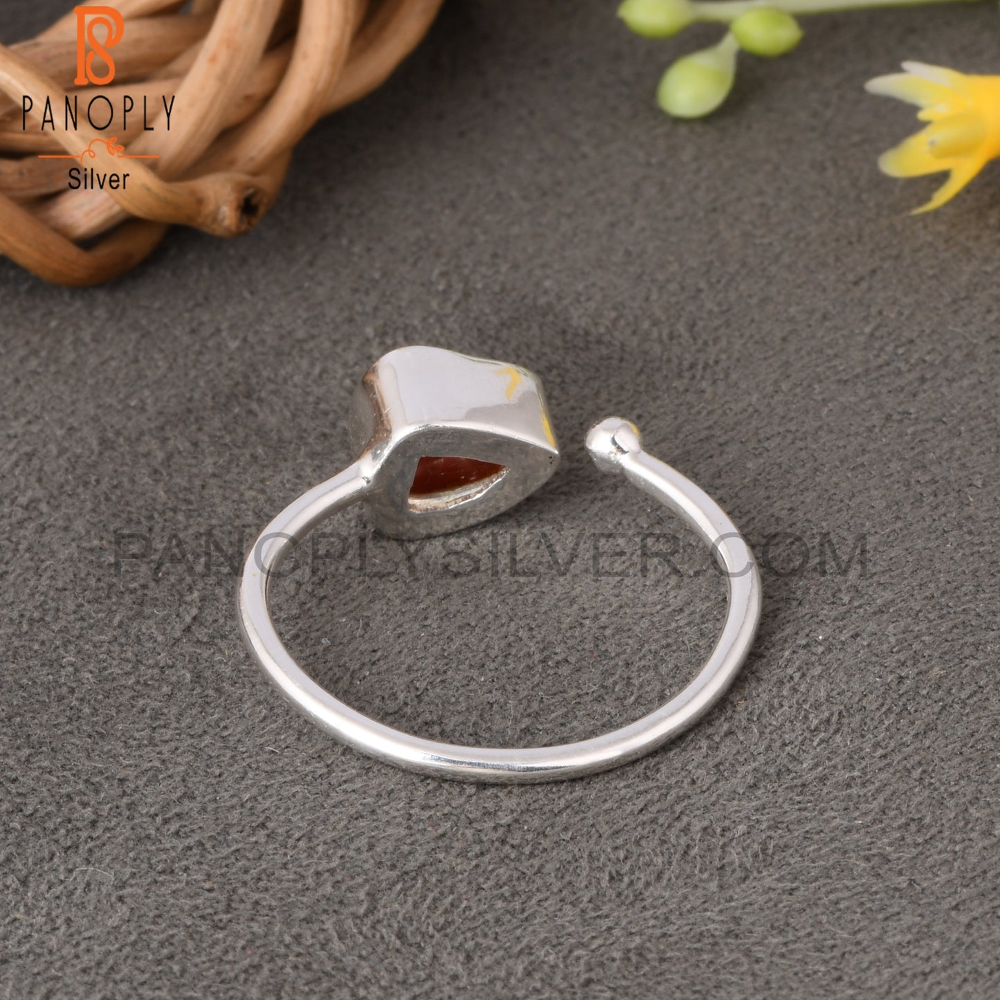 Carnelian Rough Adjustable 925 Sterling Silver Ring