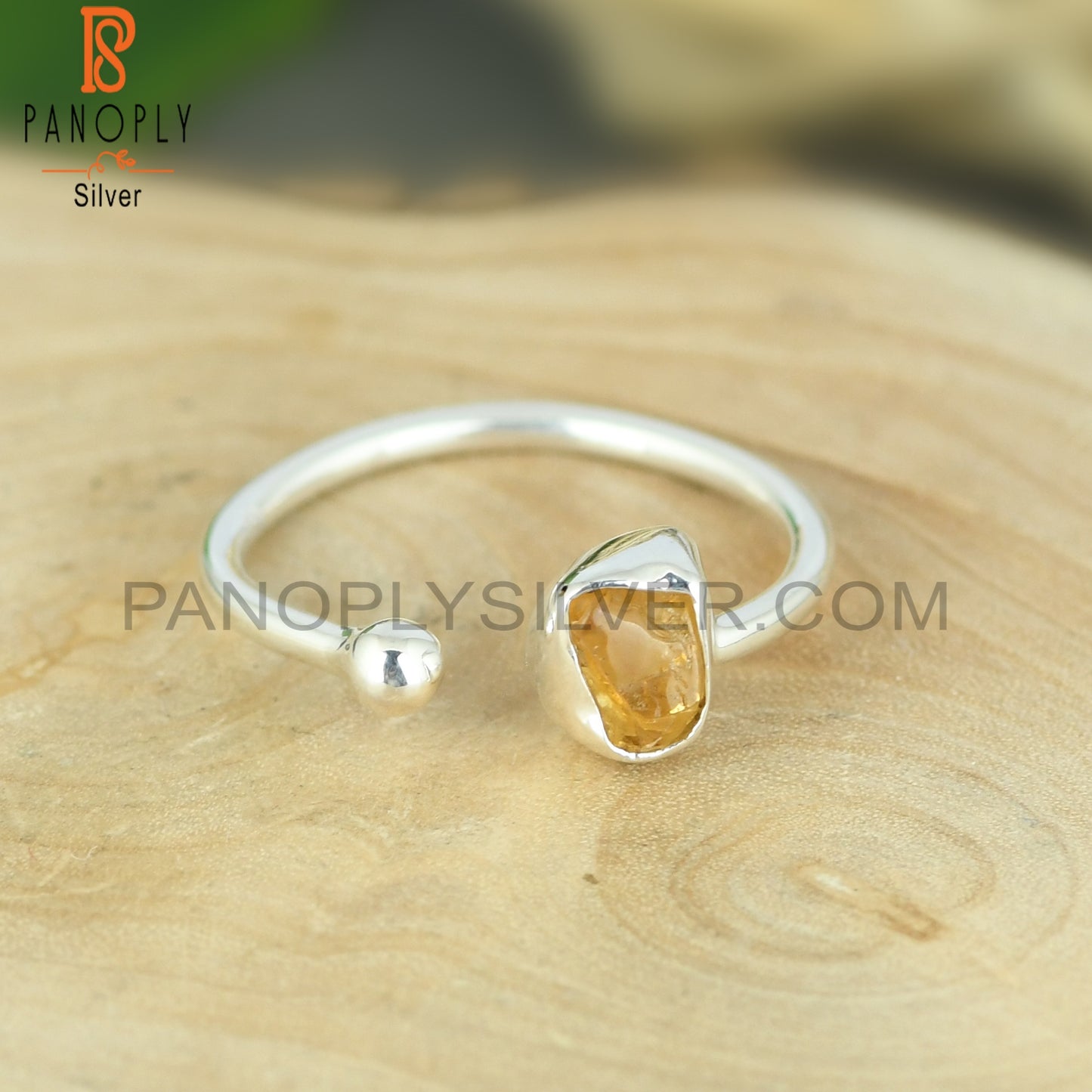 Citrine Rough 925 Sterling Silver Ring