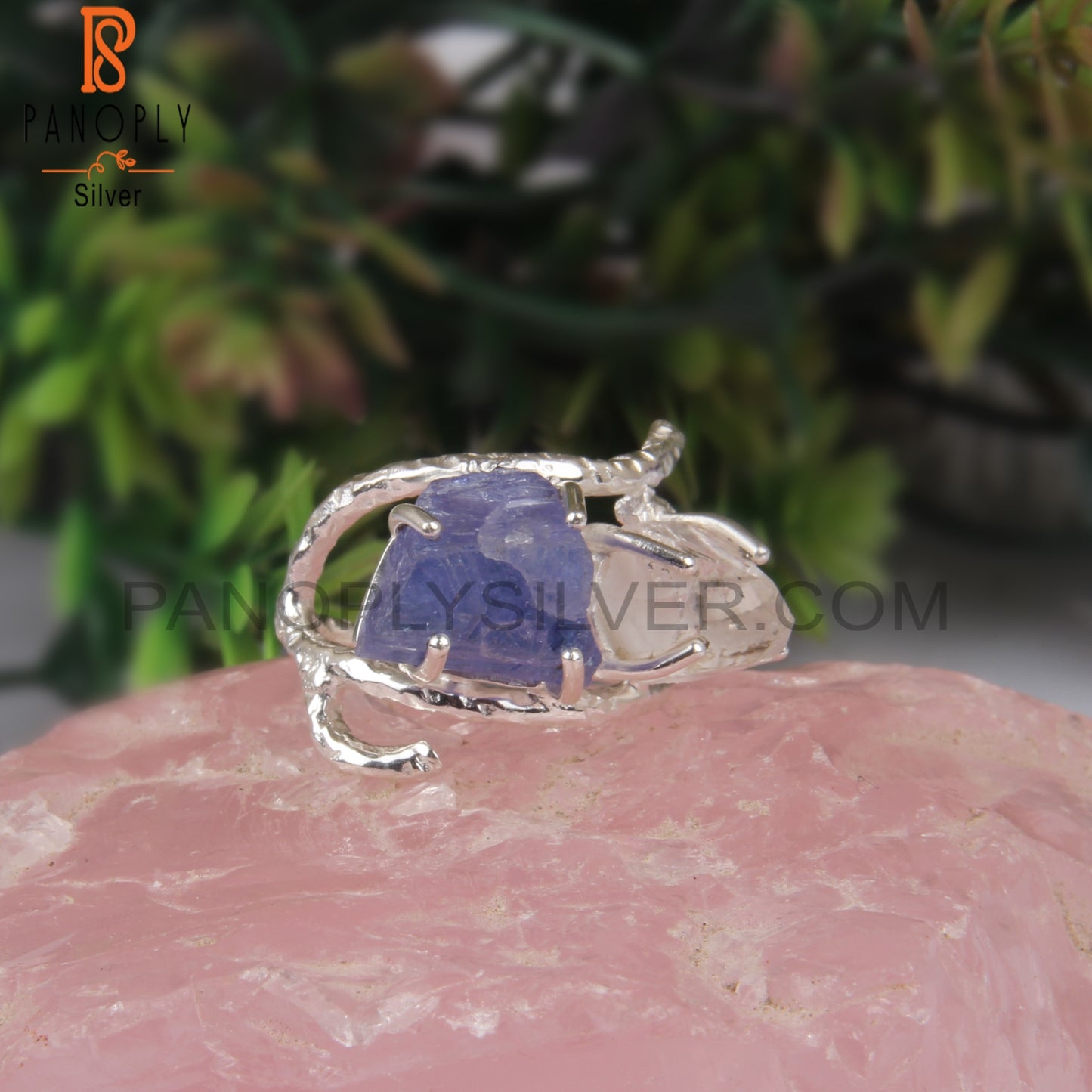 Rough Herkimer Diamond & Tanzanite 925 Women’s Ring