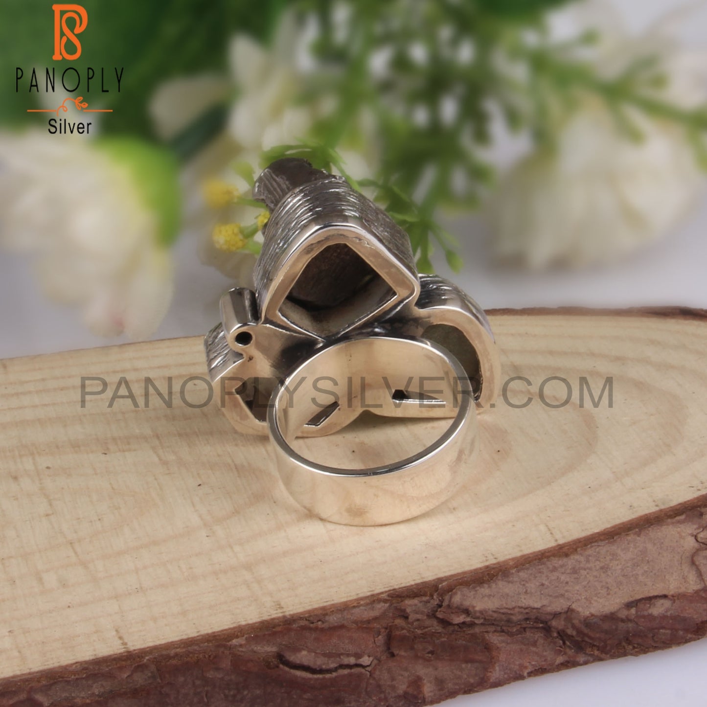 Moldavite, Meteorite, Herkimer Diamond CZ, 925 Silver Ring