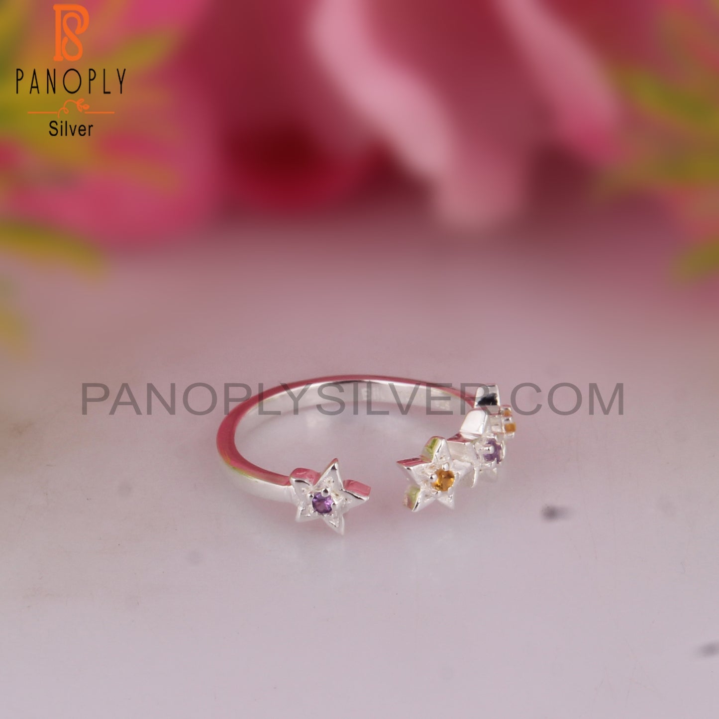 Amethyst & Citrine 925 Sterling Silver Ring