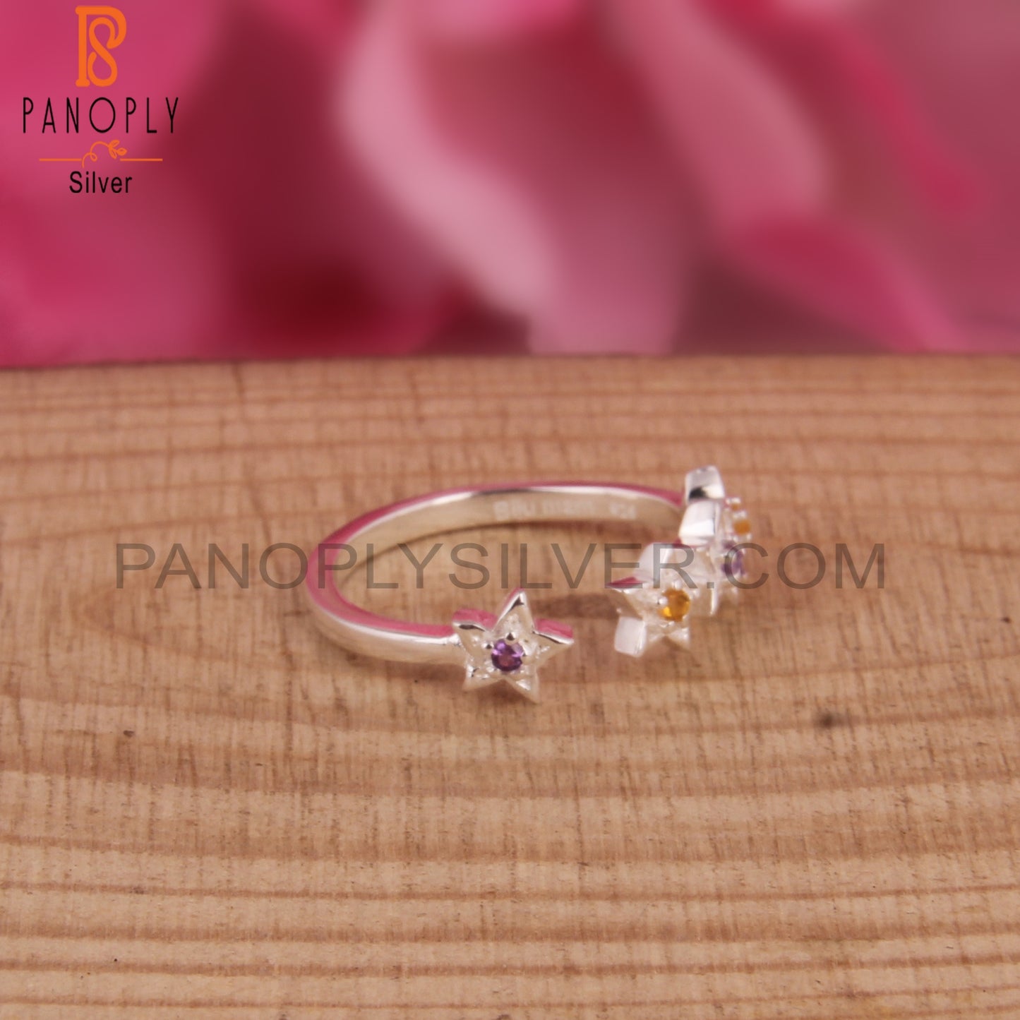 Amethyst & Citrine 925 Sterling Silver Ring