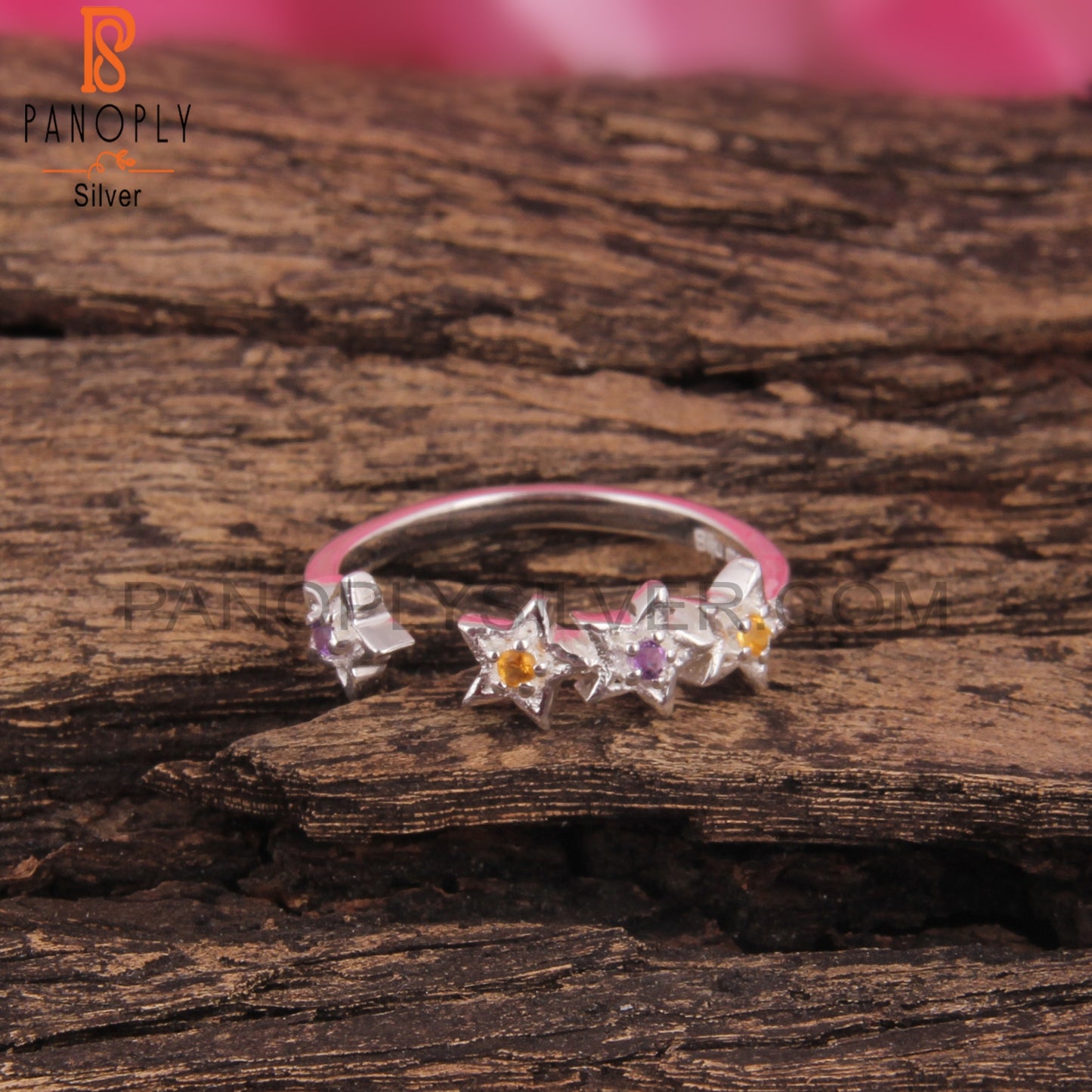 Amethyst & Citrine 925 Sterling Silver Ring