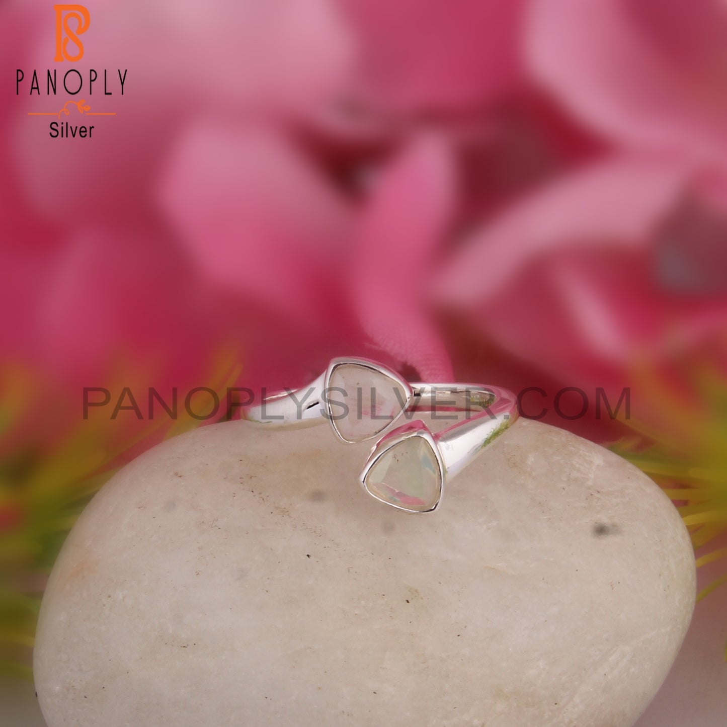 Ethiopian Opal, Rainbow Moonstone 925 Sterling Silver Ring
