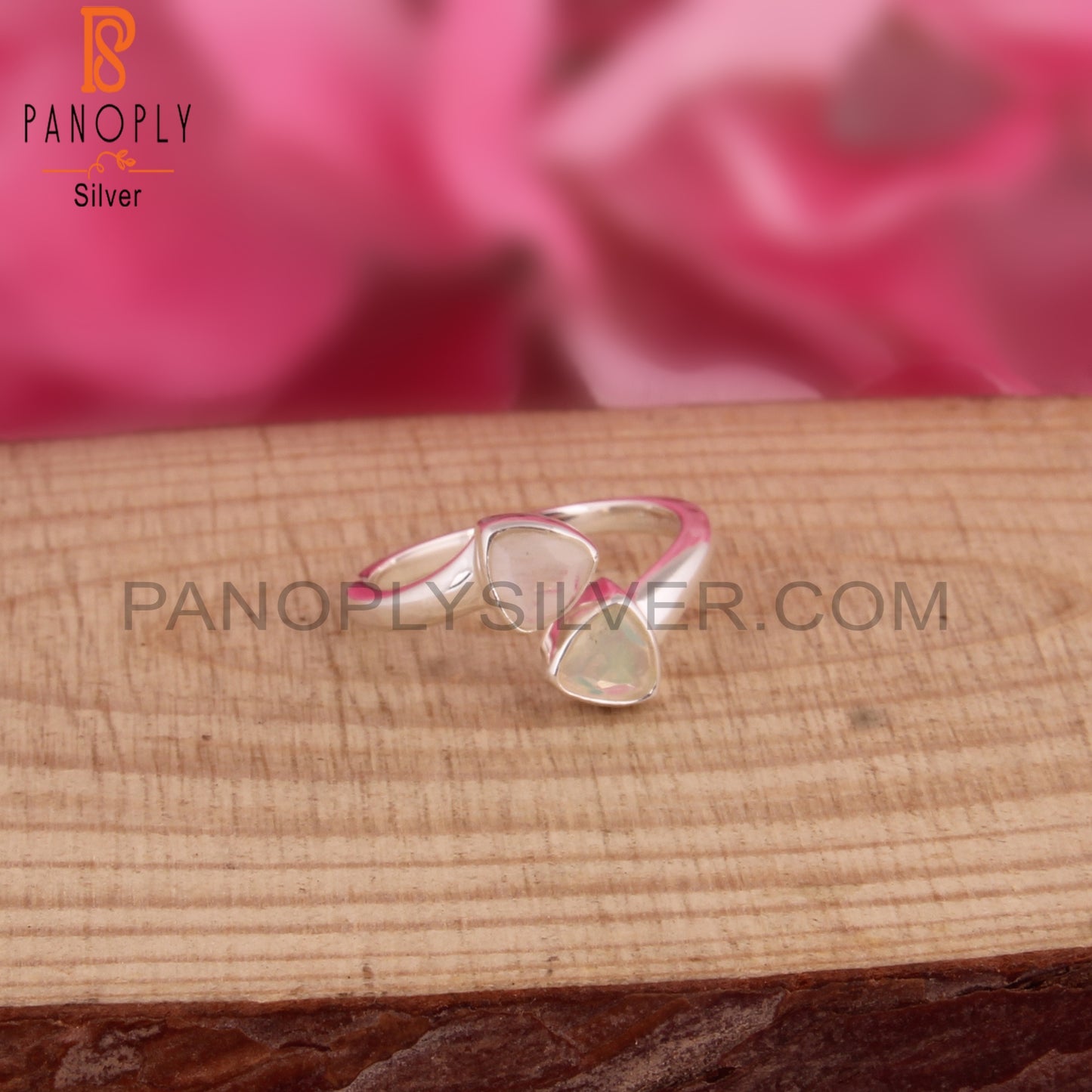 Ethiopian Opal, Rainbow Moonstone 925 Sterling Silver Ring
