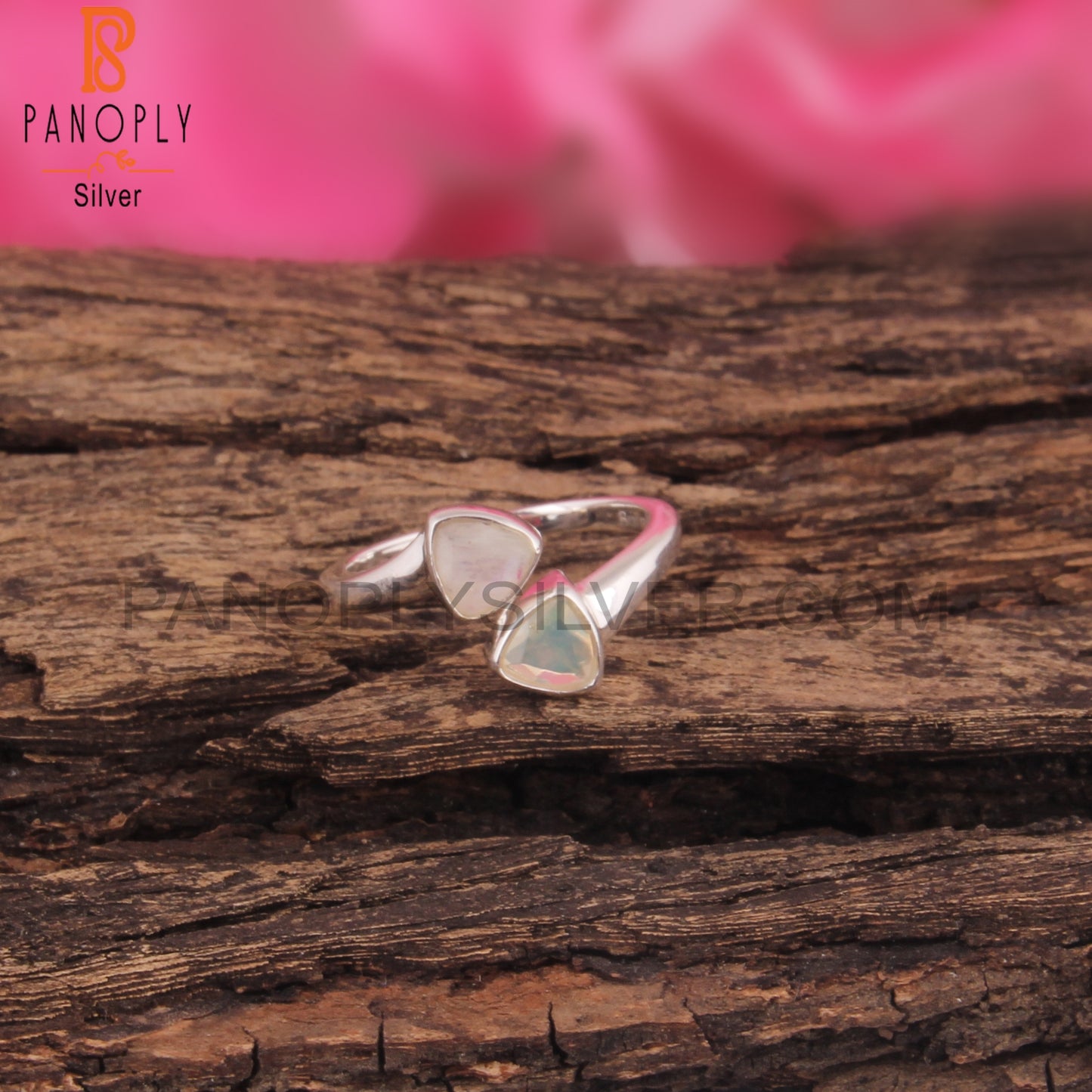 Ethiopian Opal, Rainbow Moonstone 925 Sterling Silver Ring