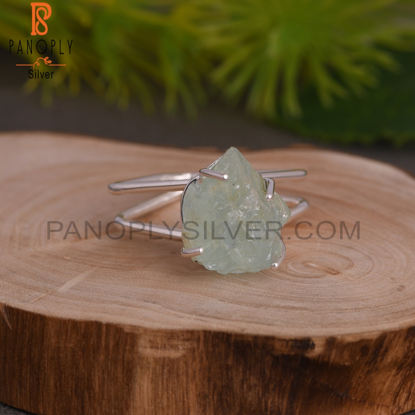 Aquamarine Rough 925 Sterling Silver Ring, Square Ring