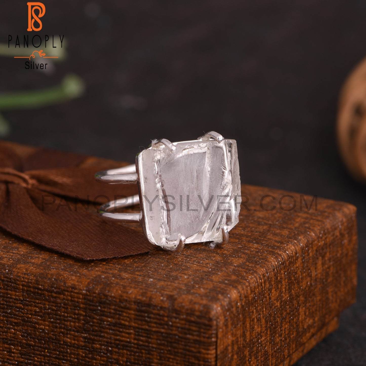 Crystal Quartz Rough 925 Sterling Silver Ring