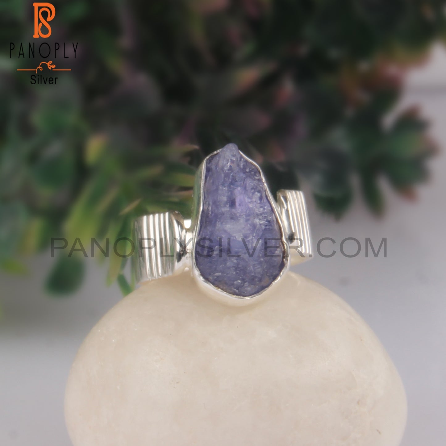 Tanzanite Rough 925 Sterling Silver Band Ring