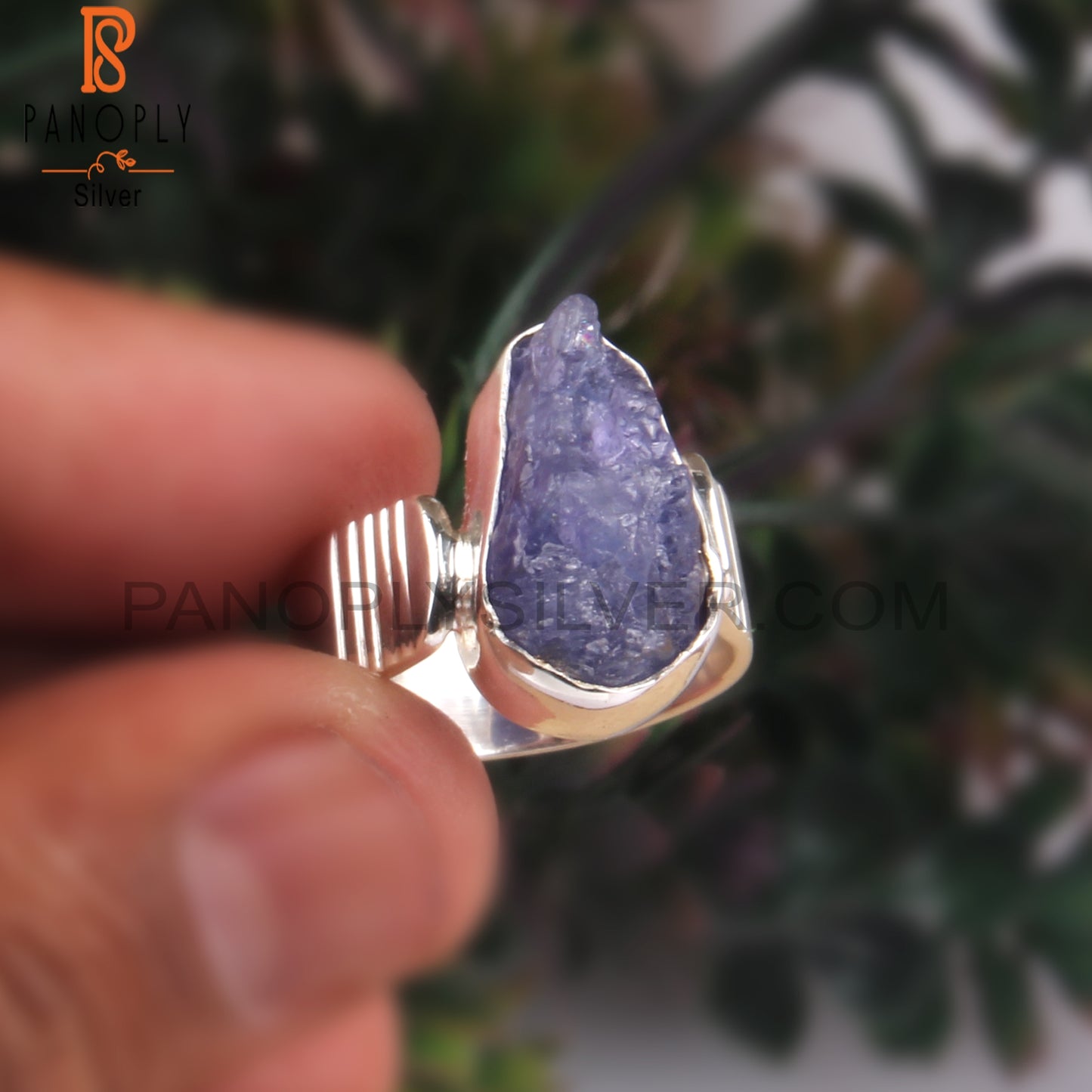 Tanzanite Rough 925 Sterling Silver Band Ring