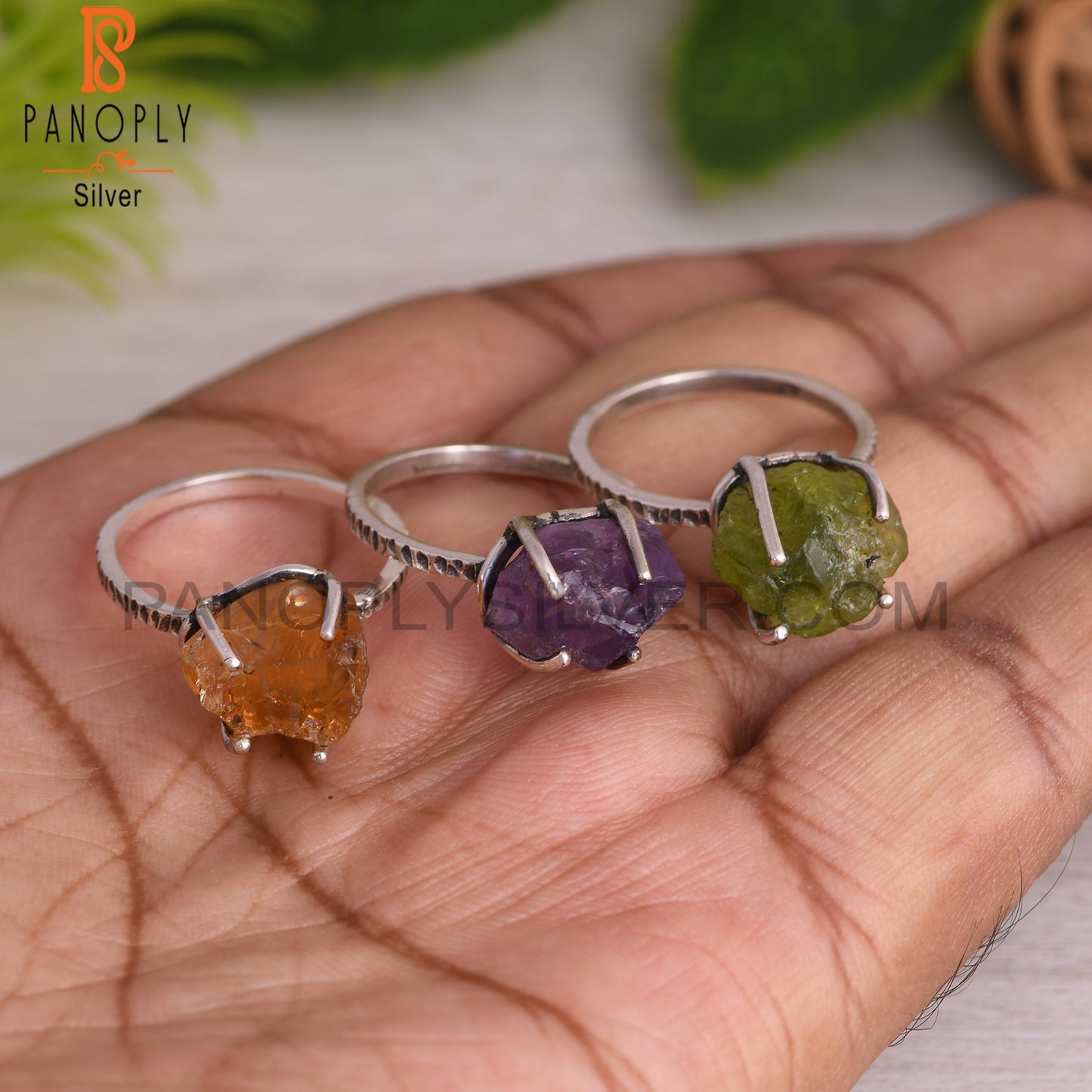 Amethyst, Citrine, Peridot 925 Sterling Silver Ring