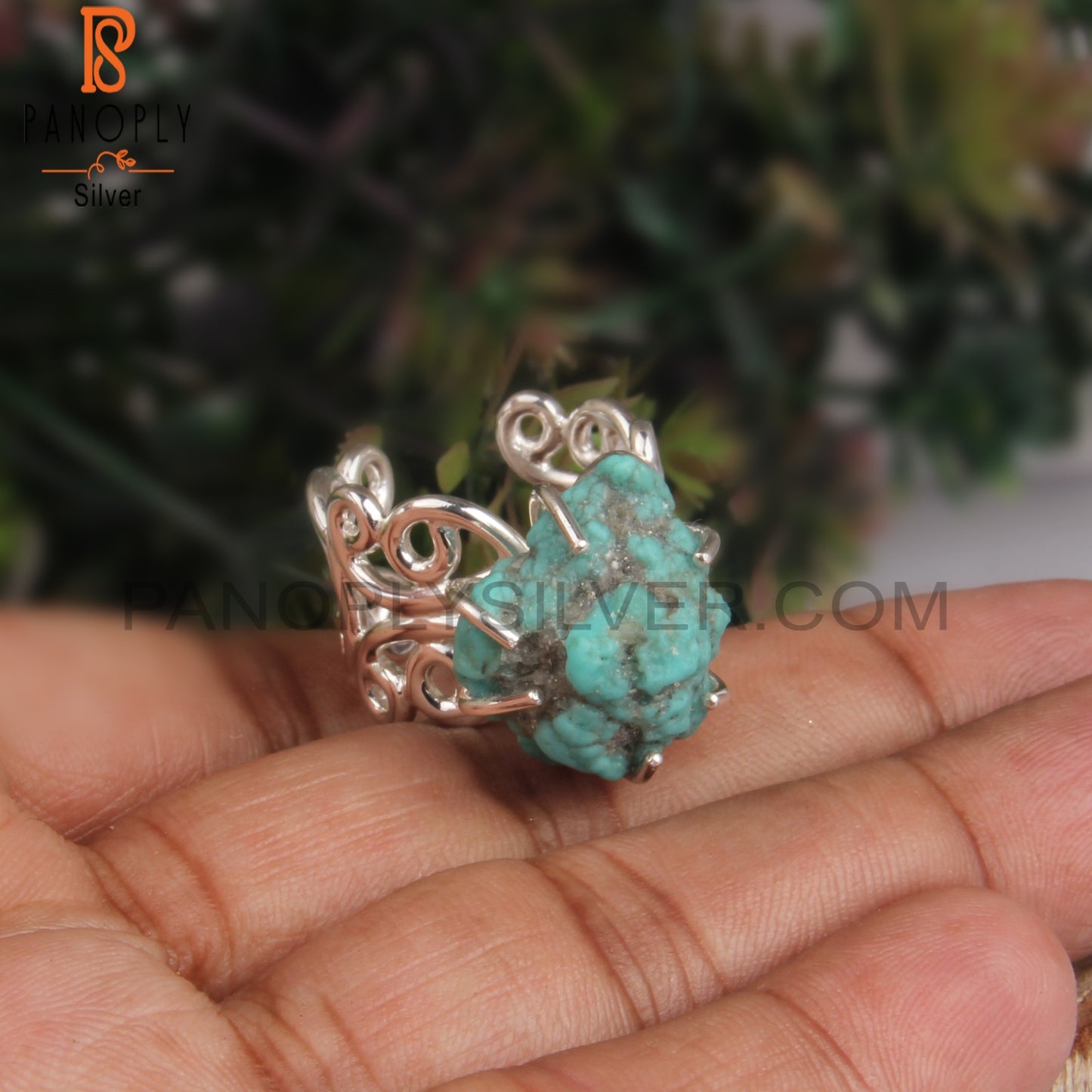 Rough Arizona Turquoise 925 Sterling Silver Engagement Ring