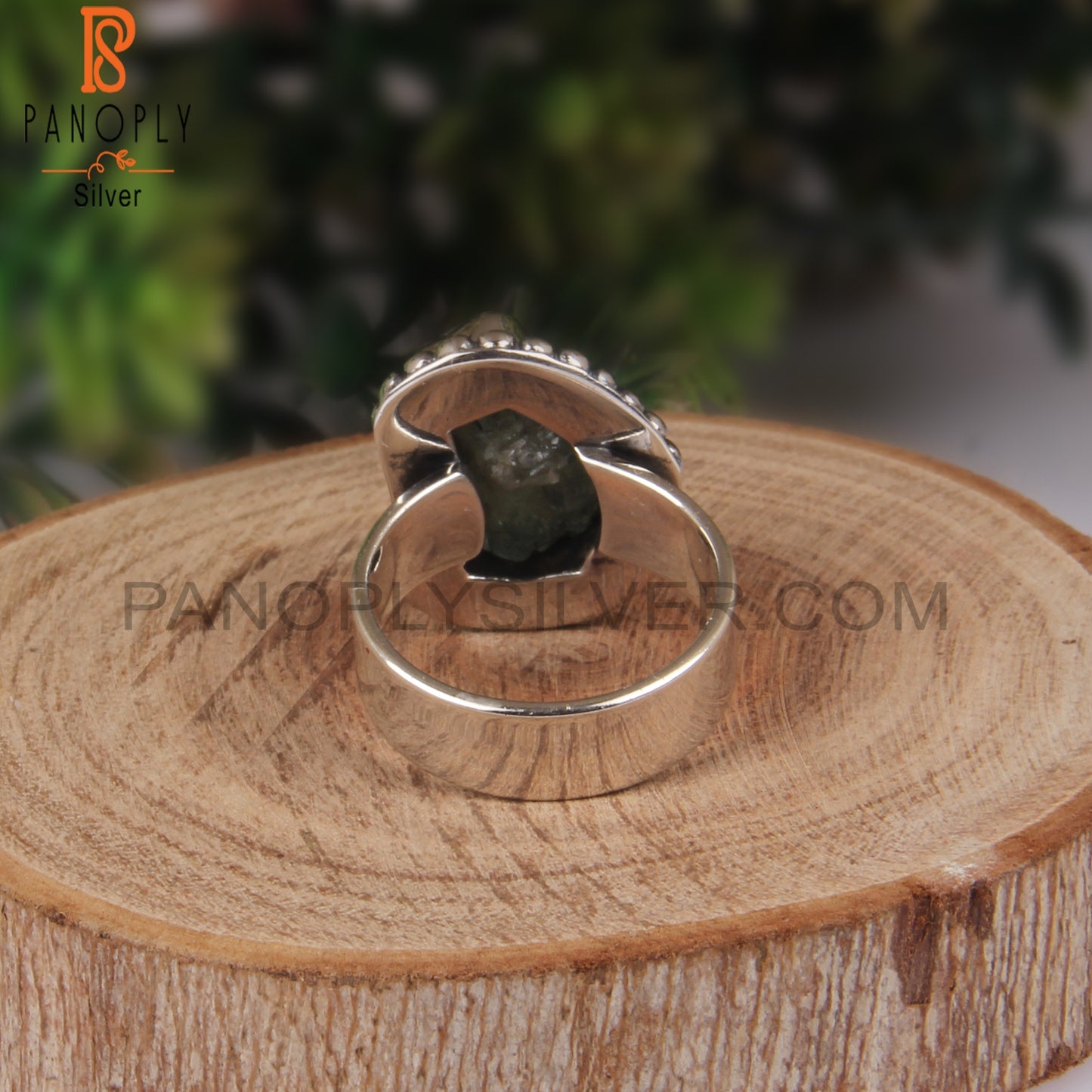 Aquamarine Rough 925 Sterling Silver Band Ring