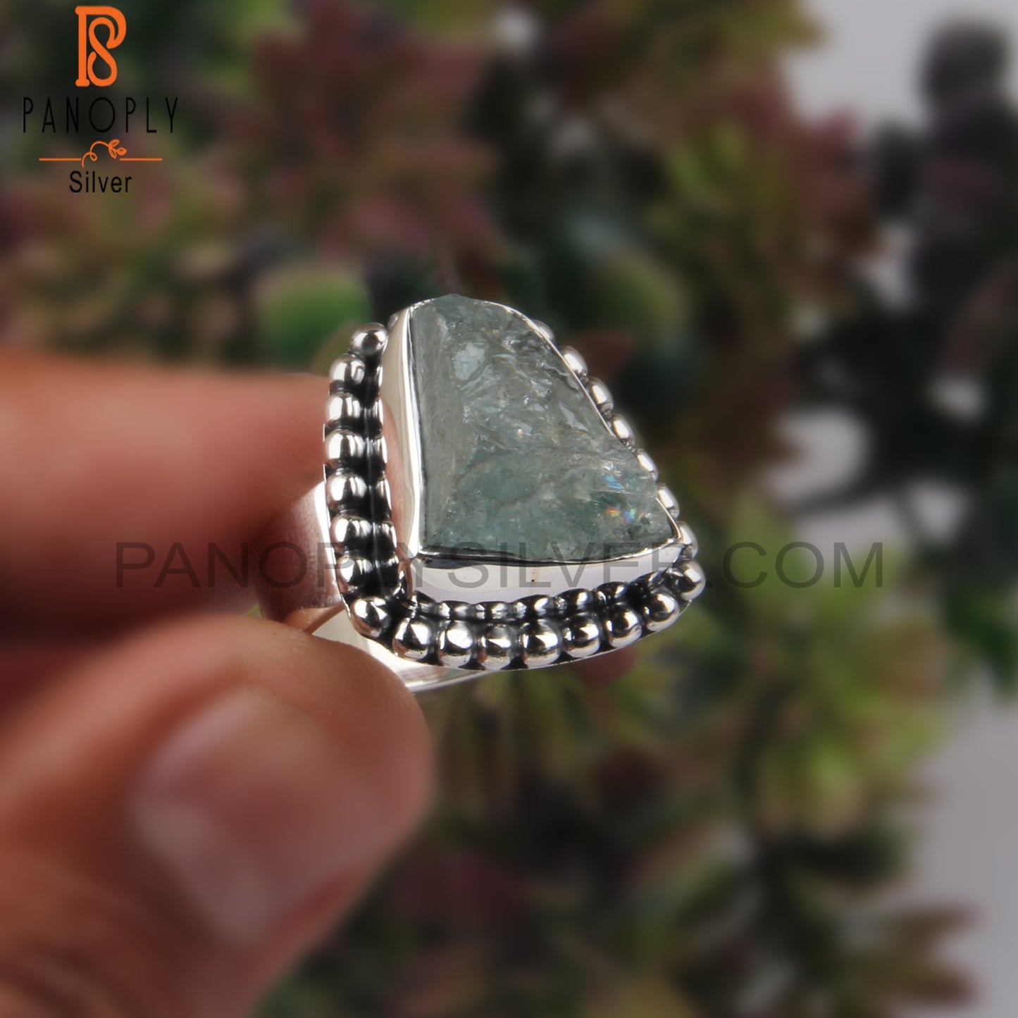 Aquamarine Rough 925 Sterling Silver Silver Ring